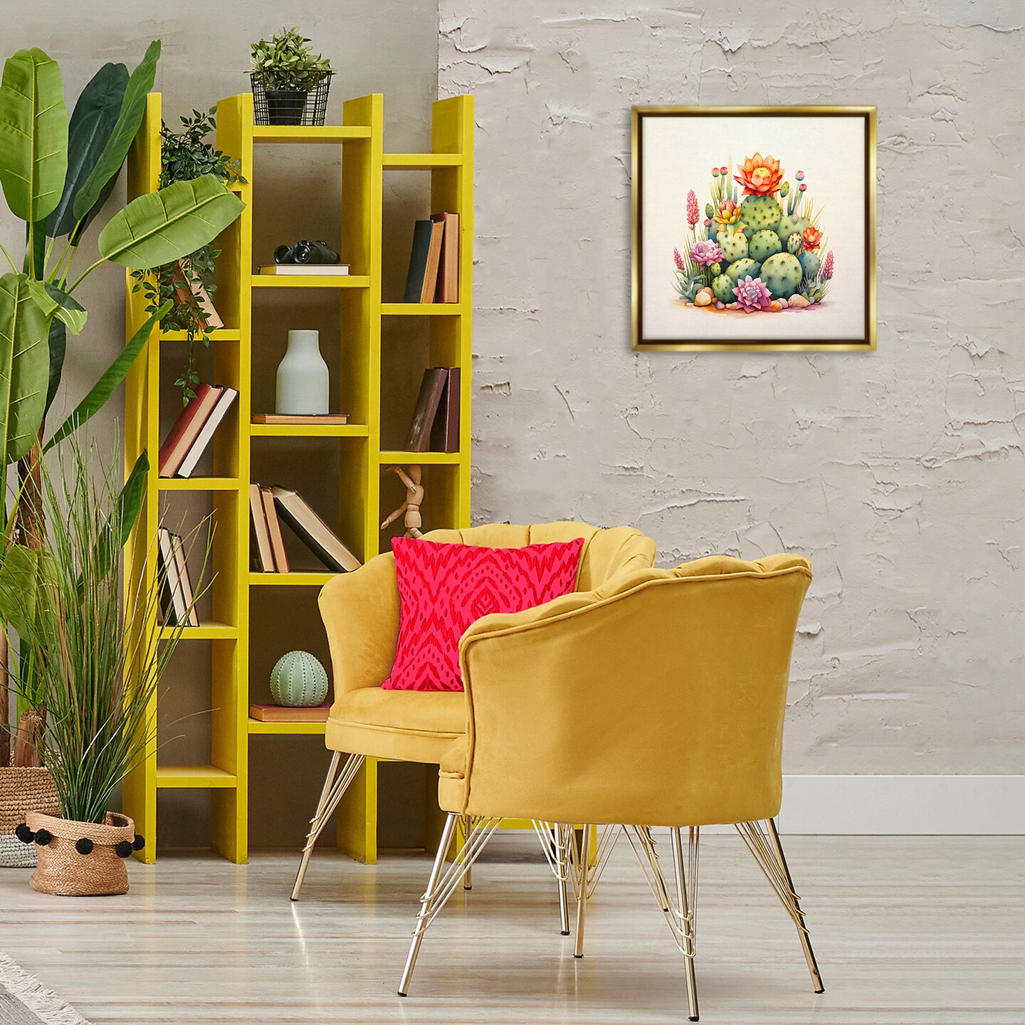 Stupell Industries Desert Spring Cacti Framed Floater Canvas Wall Art Design by Andrea Haase