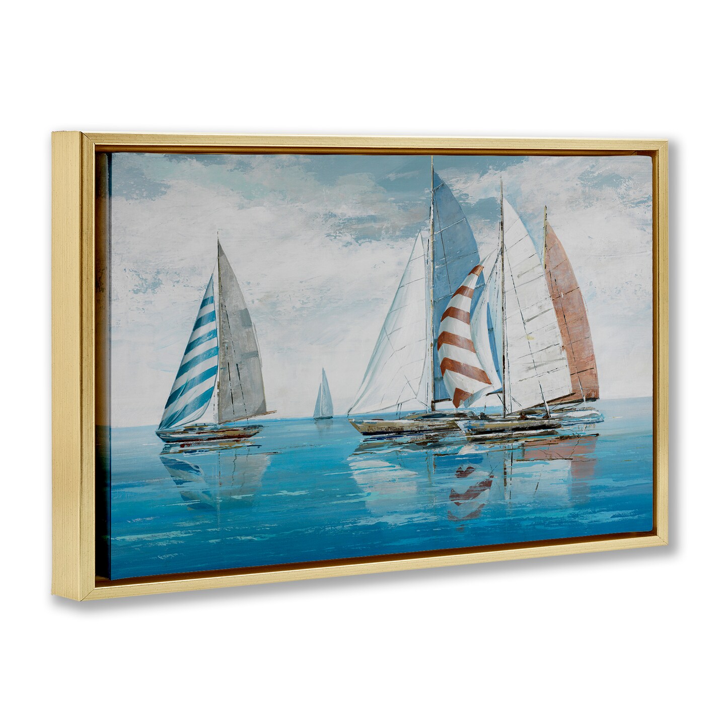 Stupell Industries Maritime Ocean Yachts Framed Floater Canvas Wall Art Design by Max Maxx