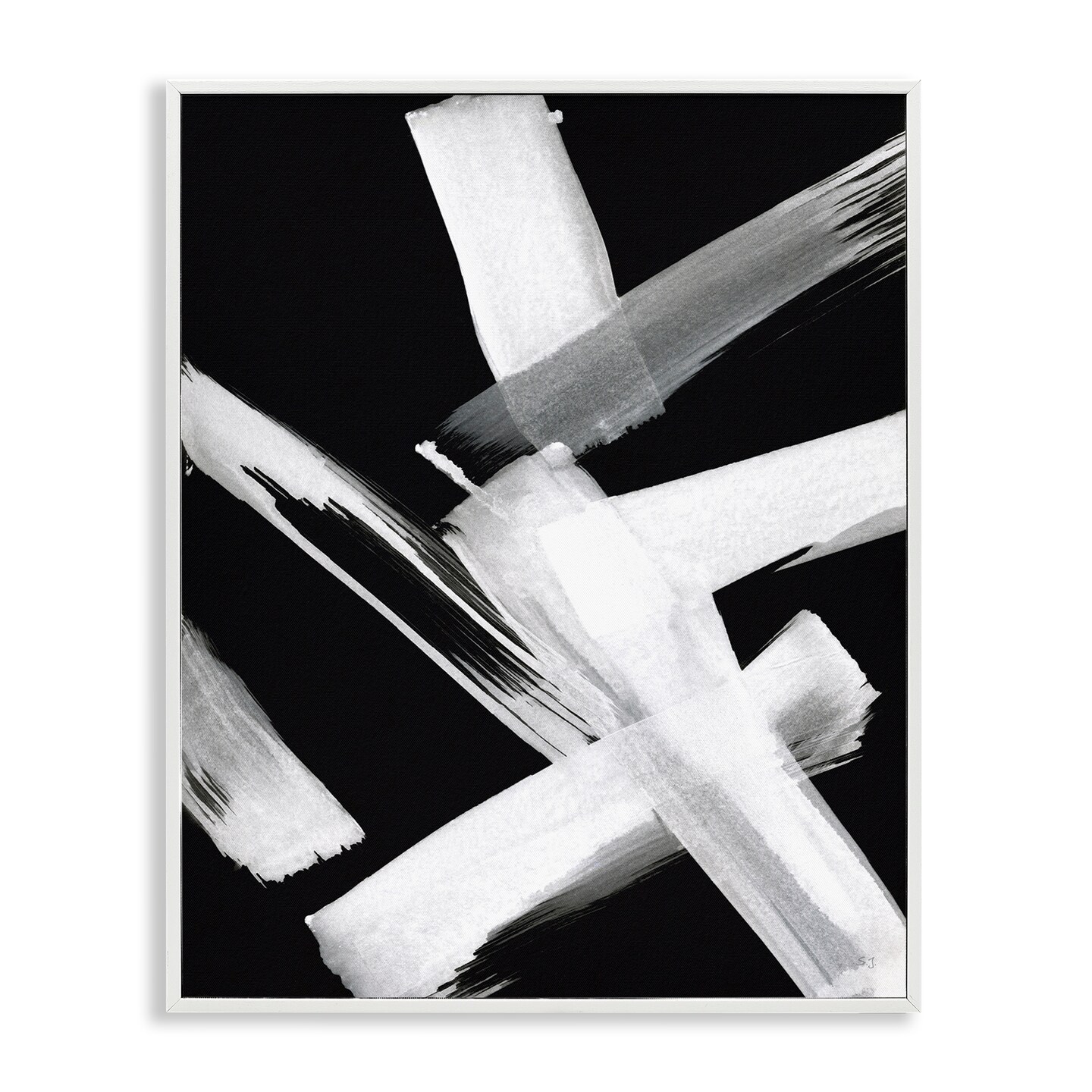 Stupell Industries Brushstrokes on Black Framed Giclee Wall Art Design by Susan Jill