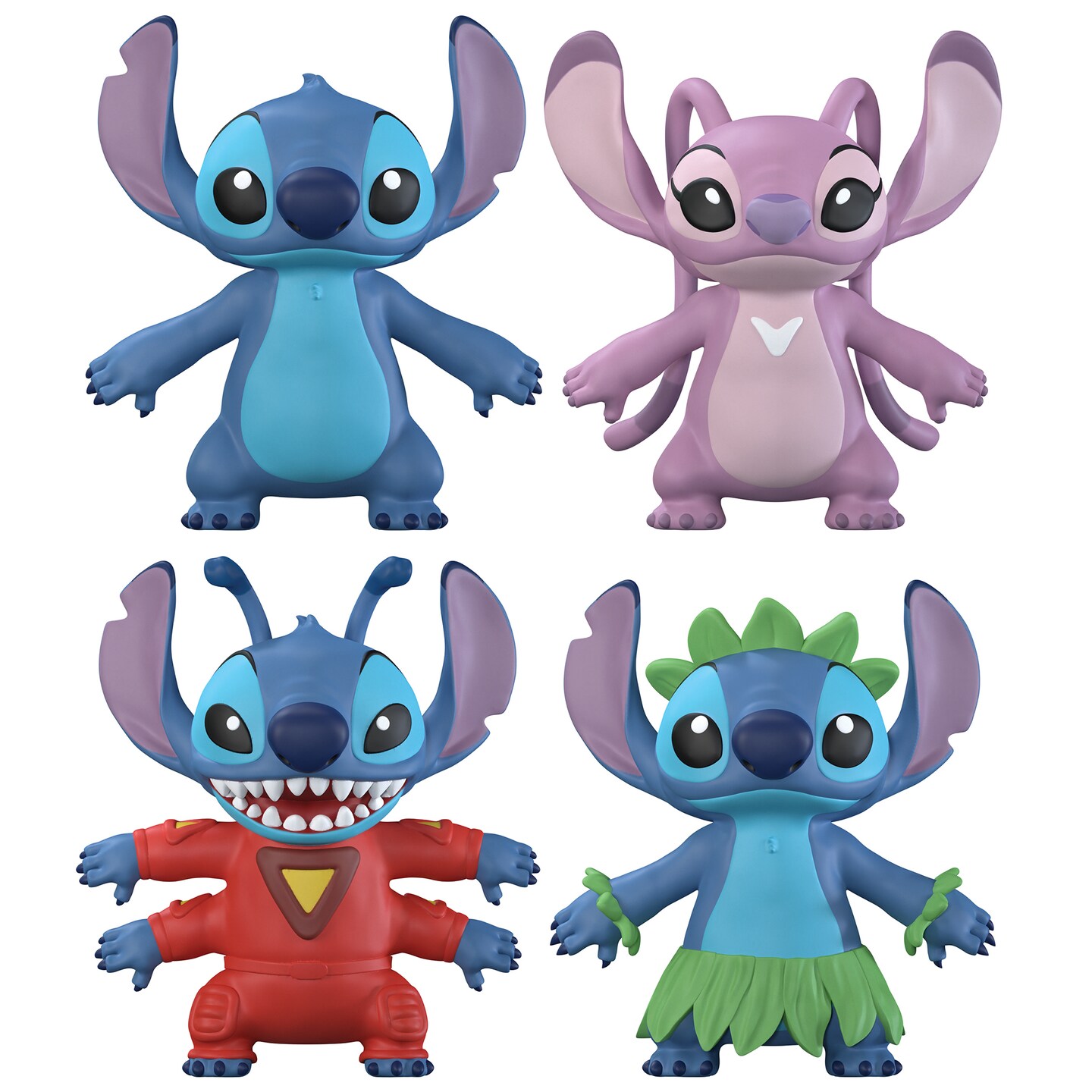 FleXfigs: Lilo &#x26; Stictch - 4 Character Pack - Disney Articulated Action Figures, Flex It - Pose It!, Collectible Toy Miniatures, Licensed, Kids Age 3+