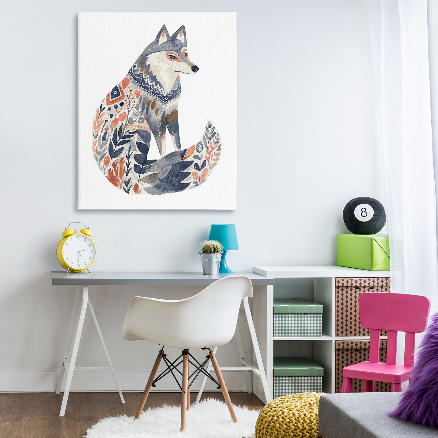 Stupell Industries Scandinavian Style Wolf Canvas Wall Art Design by LSR Design Studio