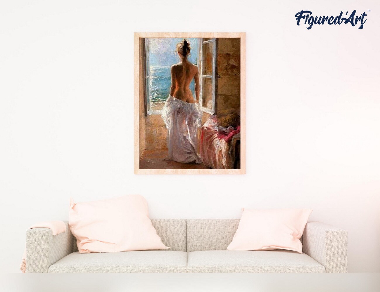 Figured'Art Paint by Numbers Kit for Adults Naked woman and Sun 16"x20" - Craft Art Painting Rolled Canvas with DIY wooden frame