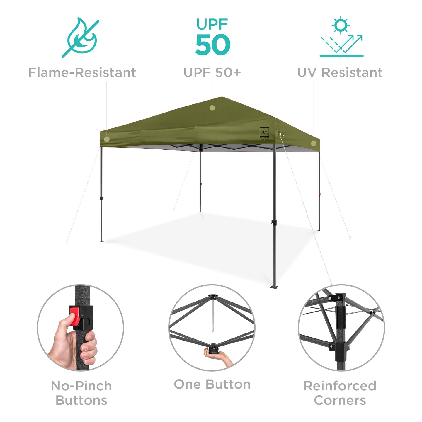 Best Choice Products 10x10ft Easy Setup Pop Up Canopy w/ 1-Button Setup, Wheeled Case, 4 Weight Bags
