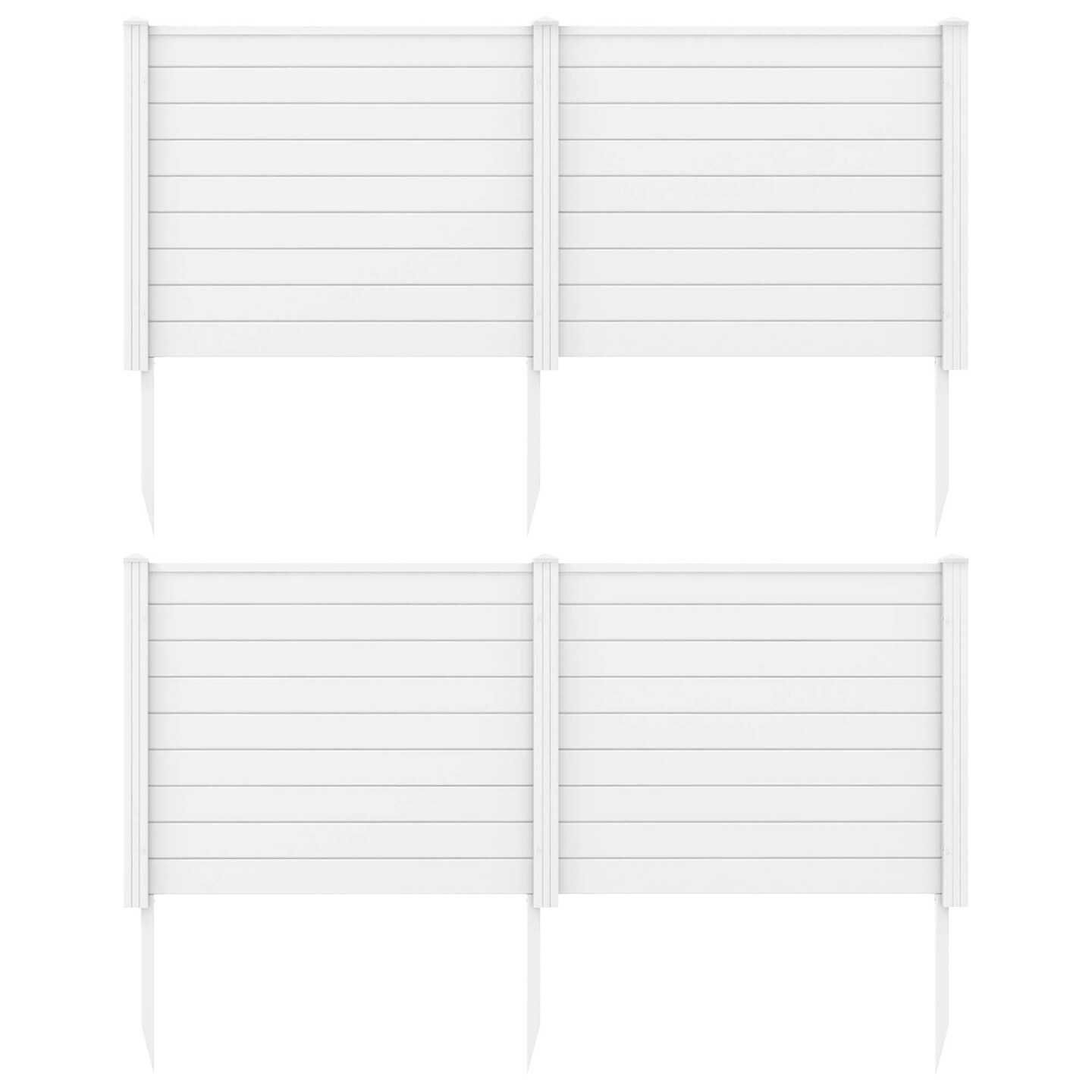 Costway 2 PCS 48"L x 37.5"H Air Conditioner Fence Screen Panel Kit with 3 Ground Stakes Black/White