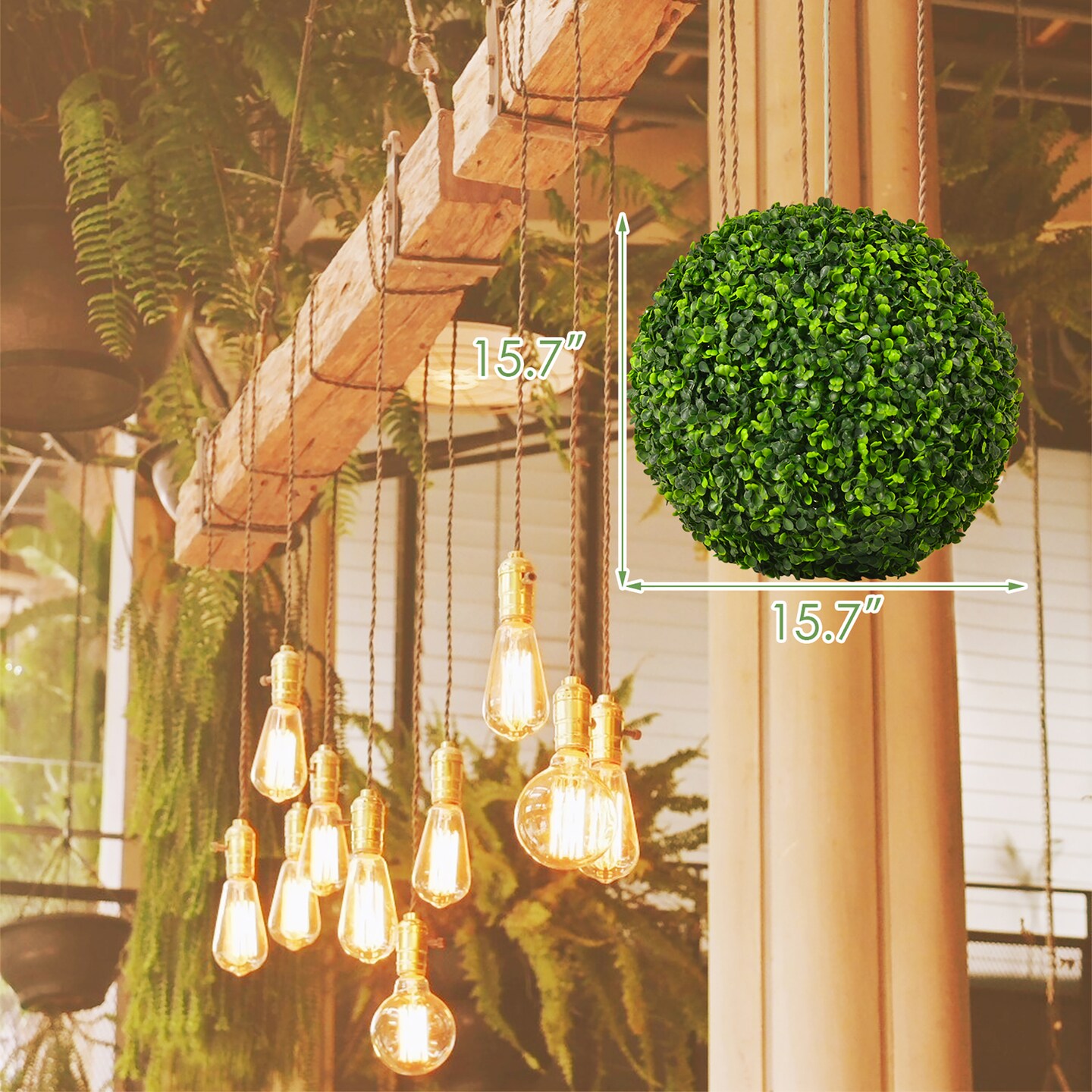 Costway 2 PCS 15.7&#x27;&#x27; Artificial Boxwood Topiary Balls UV Protected Indoor Outdoor