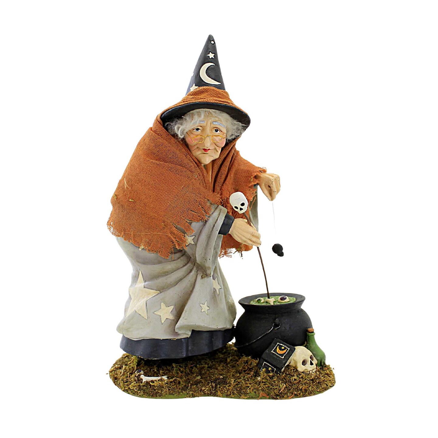 Bethany Lowe 12.0 Inch Star Luma Witch Halloween Figurine , Portable Halloween Decor Halloween Cauldron Skulls Bat