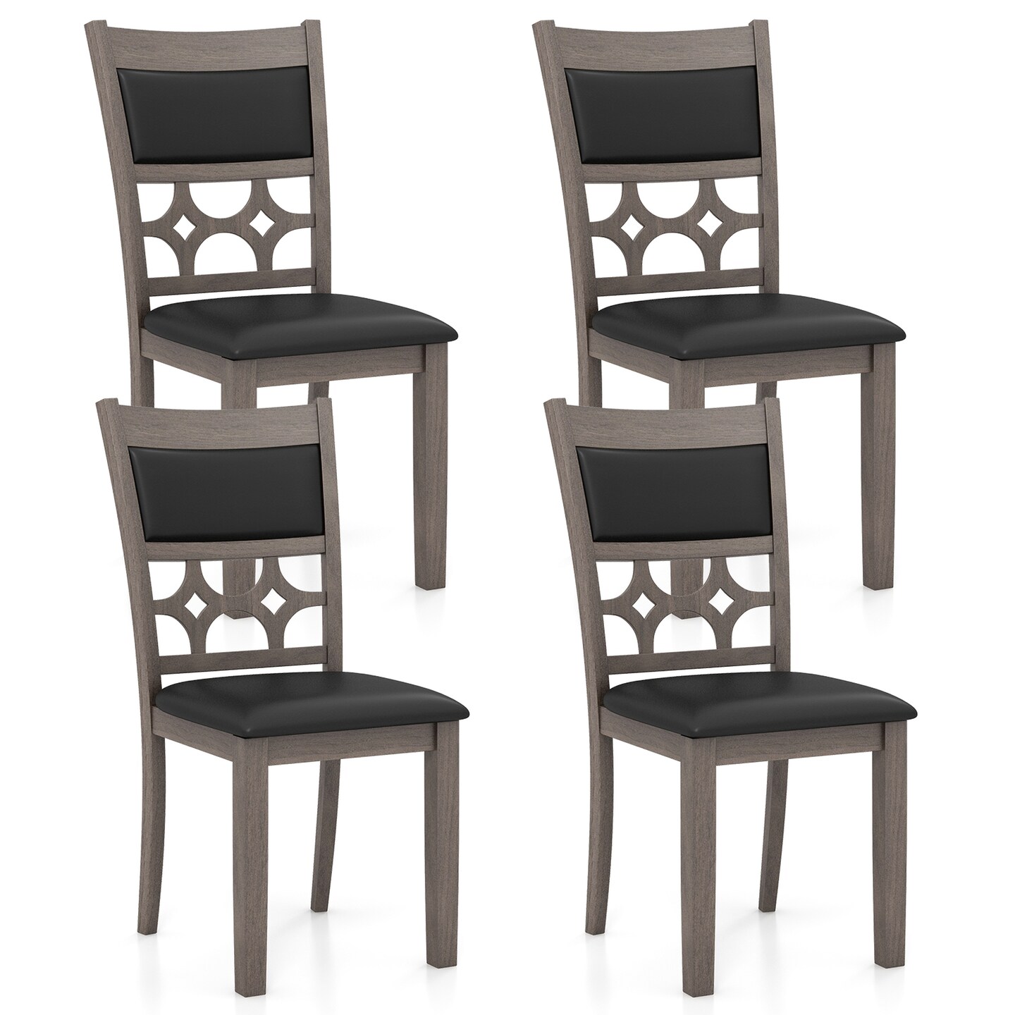 Costway Upholstered Dining Chair Set of 2/4 Armless Chair with Padded Backrest & Seat