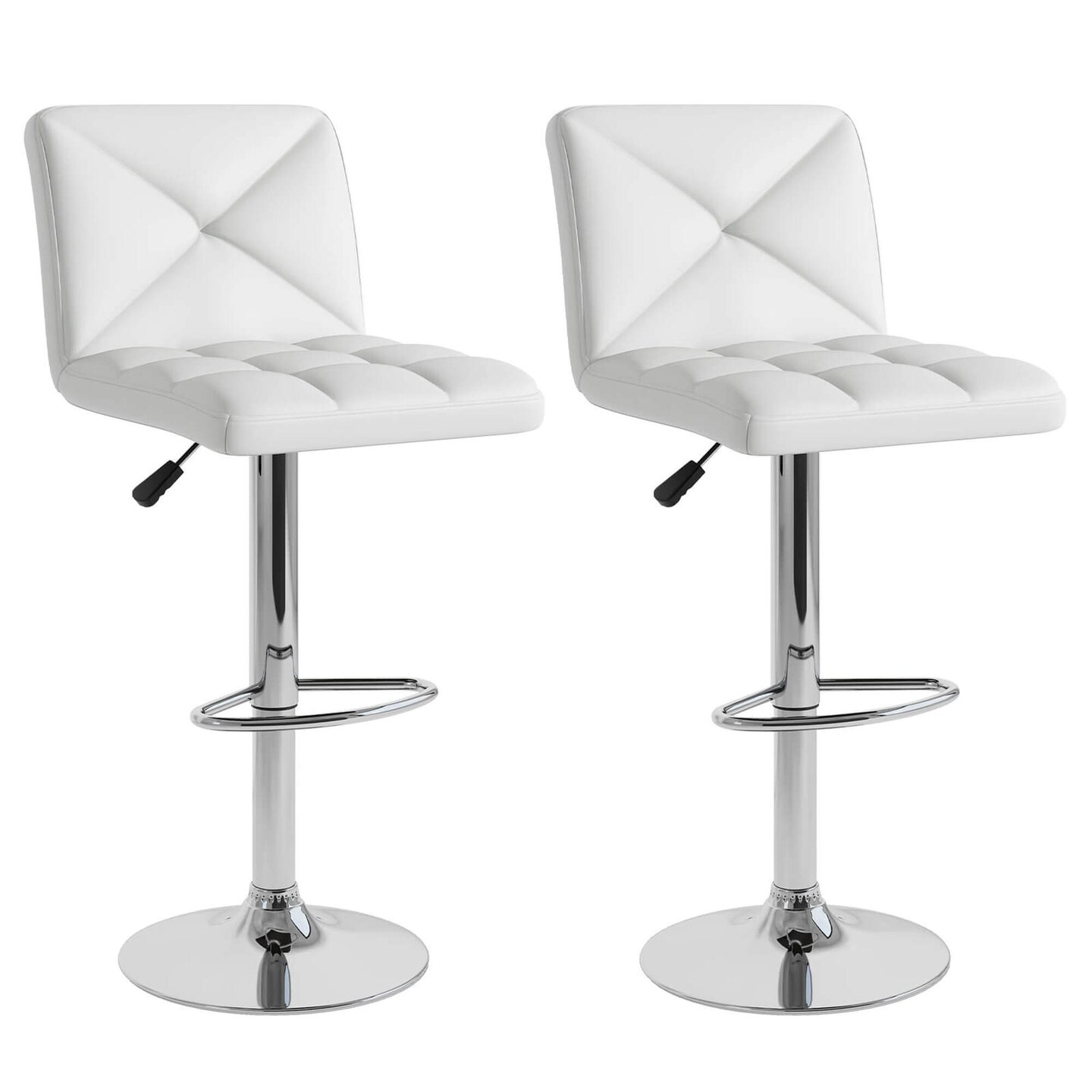 Costway Modern Bar Stools Set of 2 PU Leather Upholstered Swivel Counter Stools with Back Black/Brown/White