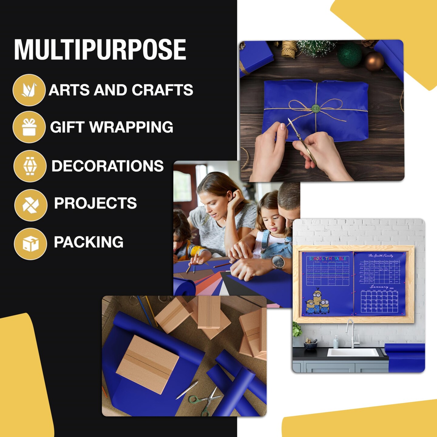 Kraft Paper Roll 36" X 1320" (110' Ft) Colored Paper Roll - Packing Paper Roll - Craft Supplies - Kraft Wrapping Paper Perfect as Shipping Paper Craft Paper Roll by Crown Display