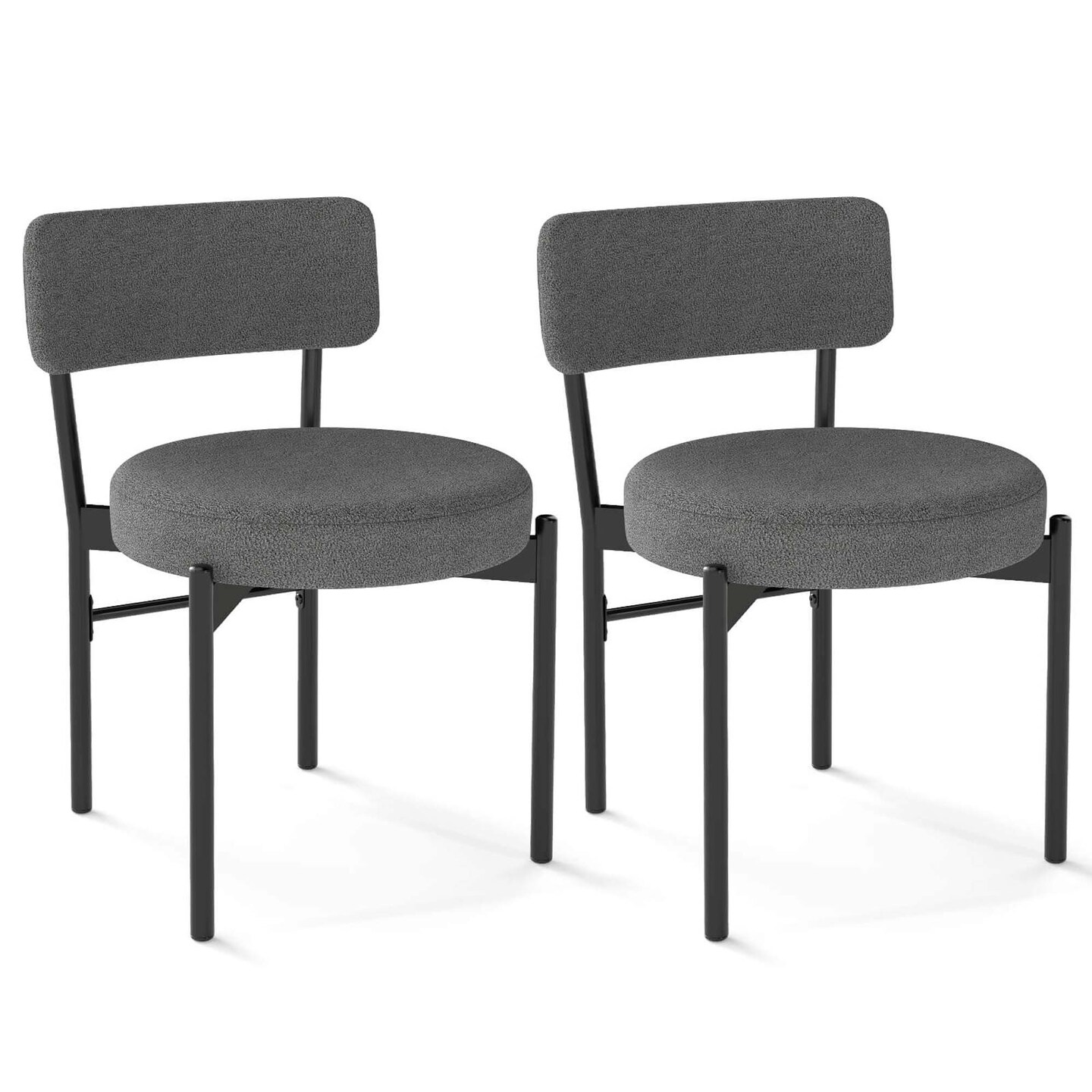 Costway Dining Chair Set of 2/4 with Curved Backrest Padded Seat & Metal Legs for Dining Room Gray/White
