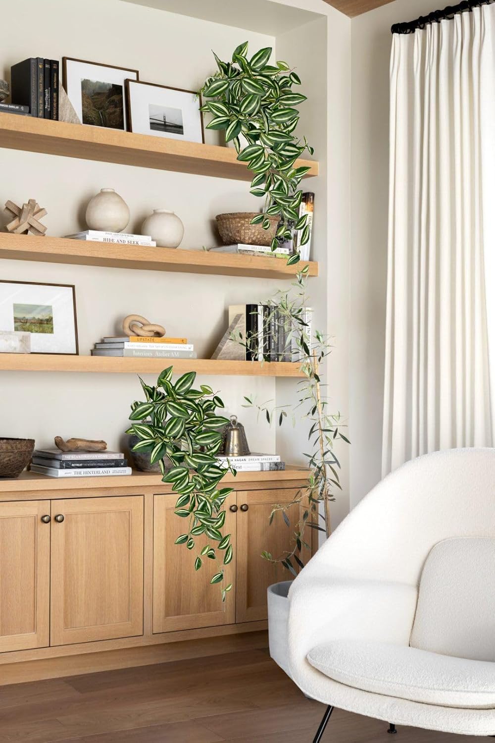 2 Pack 26" Artificial Hanging Plants (26" White) 7"D x 7"W x 26"H