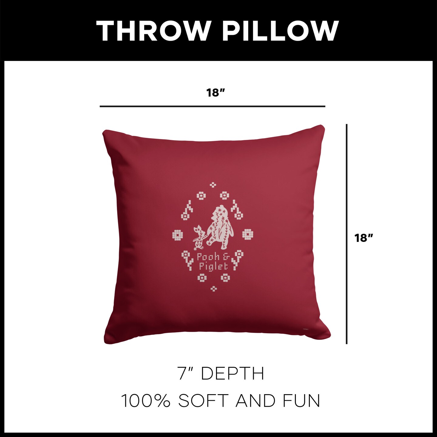 Disney Winnie the Pooh Throw Pillow 18X18 Inches