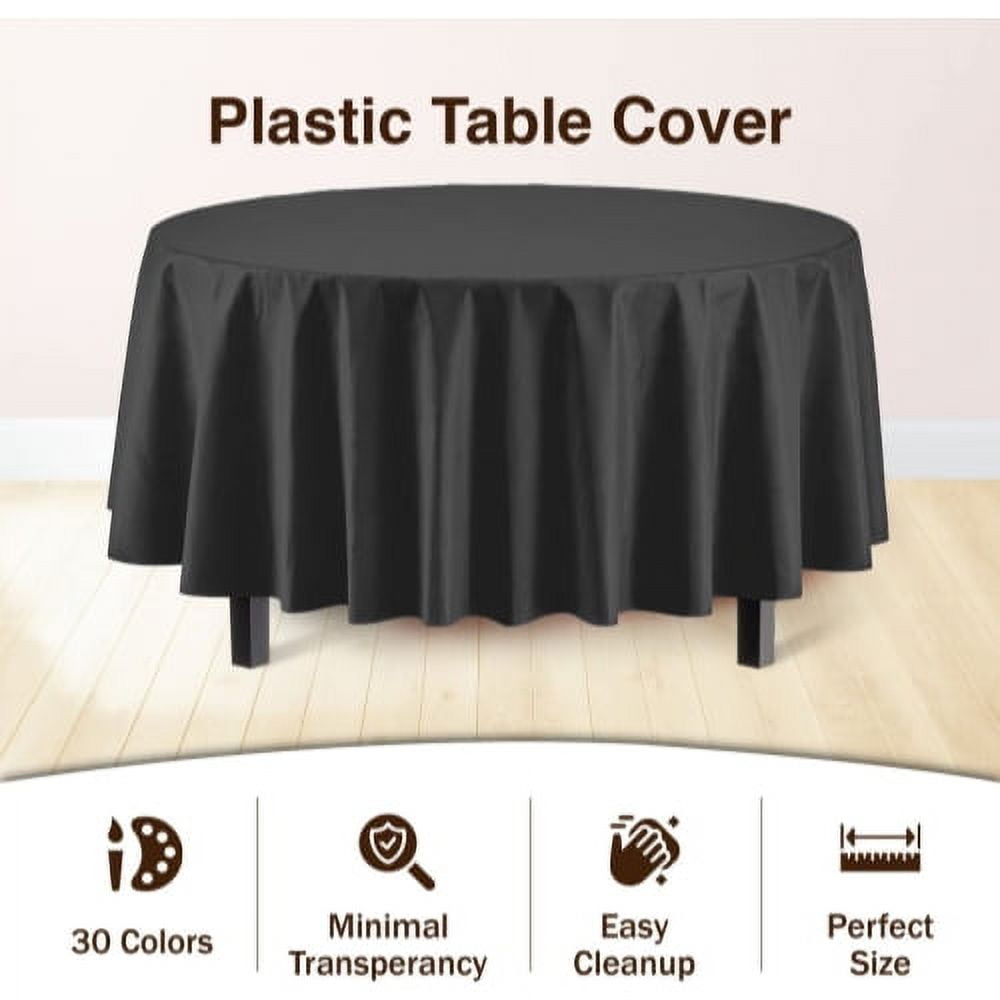 Exquisite Disposable Round Plastic Tablecloths – 12 Pack 84" Disposable Table Cloths – Indoor/Outdoor Party Tablecloth – Round Plastic Table Cover for Events & Party Supplies