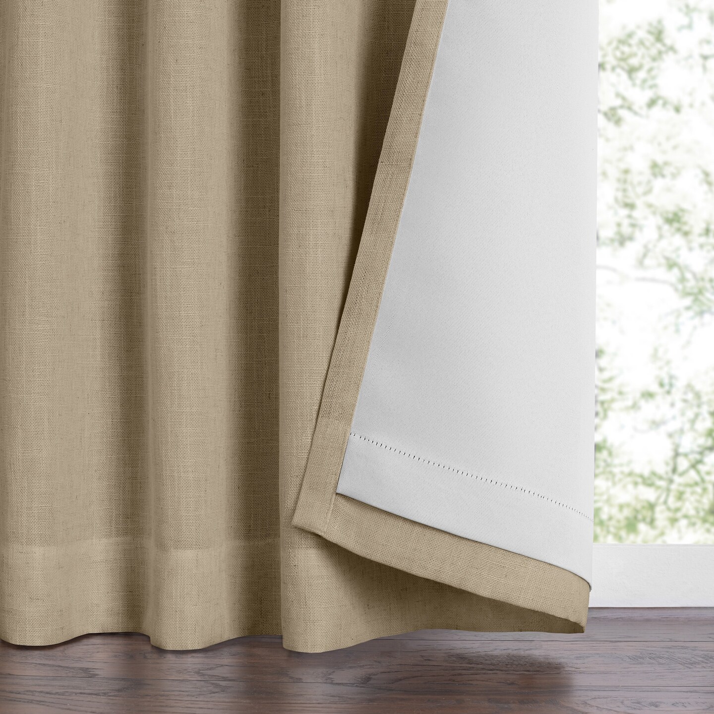 Threadmade Home Harrow Solid Texture Blackout Window Curtain Panel, Linen - 52"W x 95"L