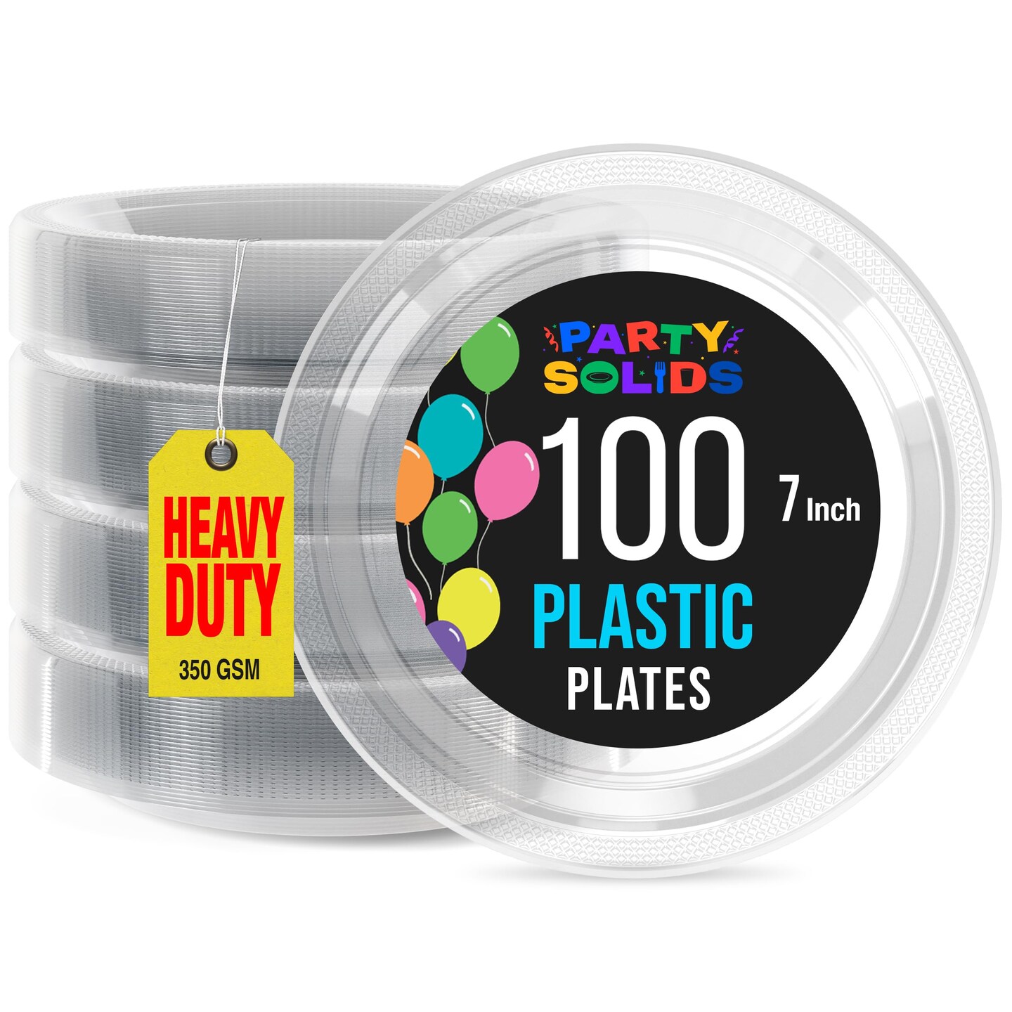 Party Solids Plastic Plates For Party Disposable Plates Heavy Duty Supplies 100 Pcs Plastic Dinnerware Sets Heavy Duty 350 GSM Disposable Dinnerware Set by Exquisite