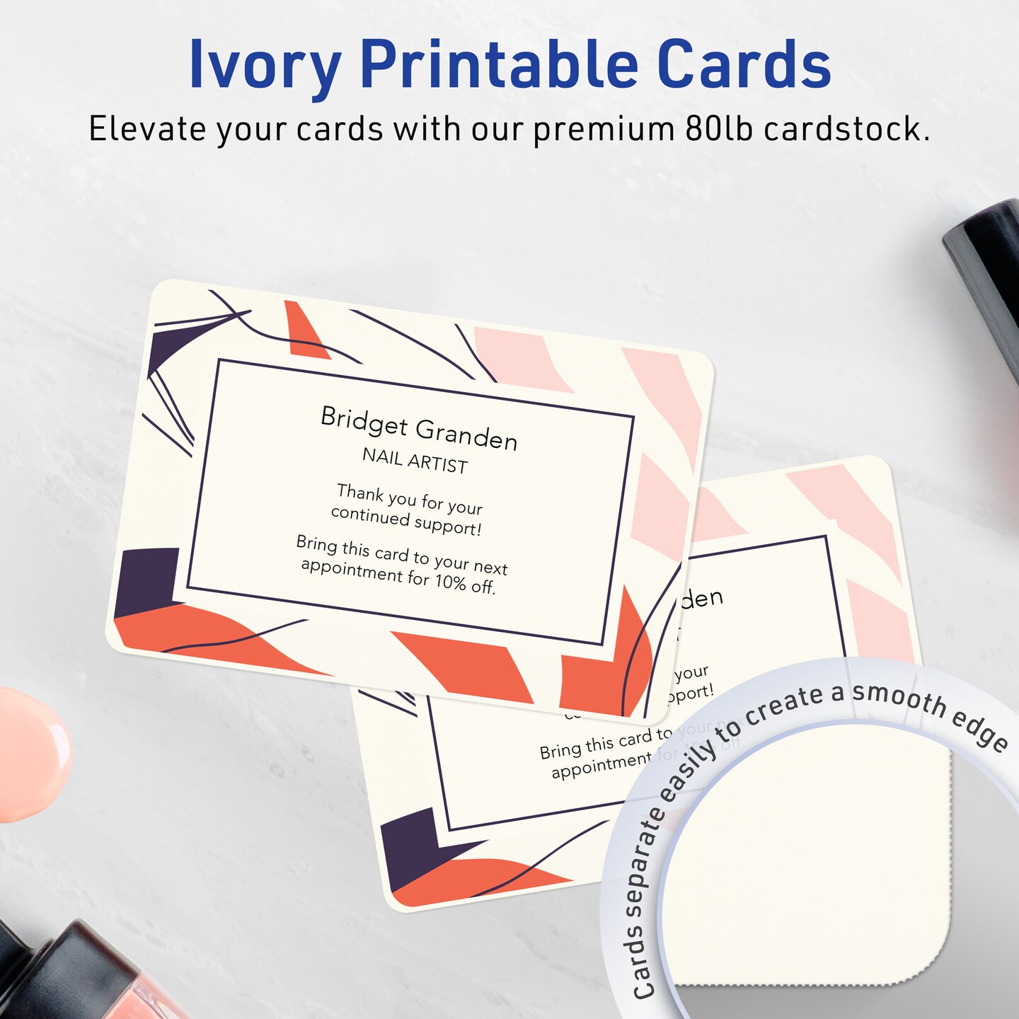 Avery Matte Ivory Postcards, 3-1/2" x 5" Rectangle Rounded Corners
