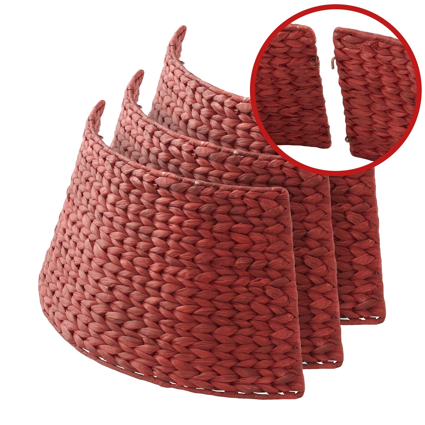 Casafield Christmas Tree Collar, Woven Water Hyacinth Tree Base Cover with Cord Cut Out