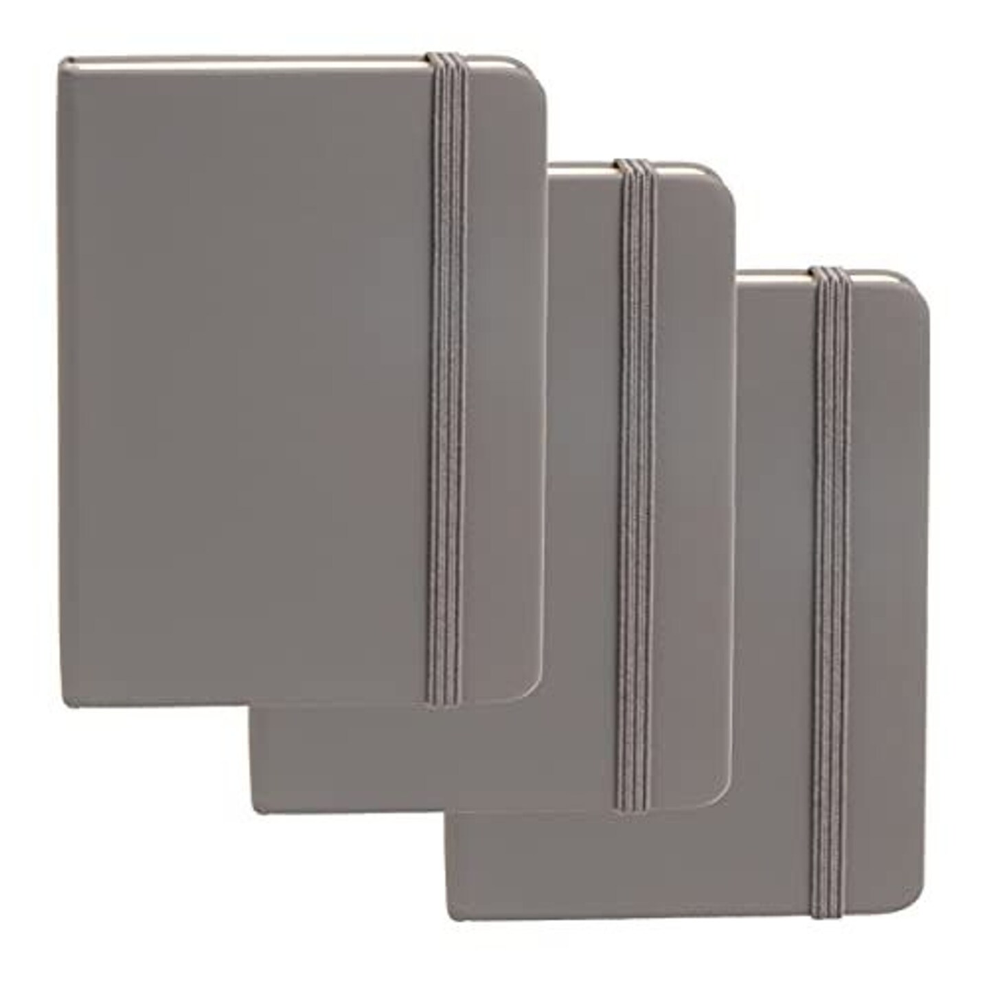 Simply Genius A6 Pocket Size Mini Notebooks with Hardcover - Ruled Small Journal Set for School, Home & Office - 124 pages (3.7" x 5.7") with Inner Pocket (Gray A6 Notebook, 3 Pack)