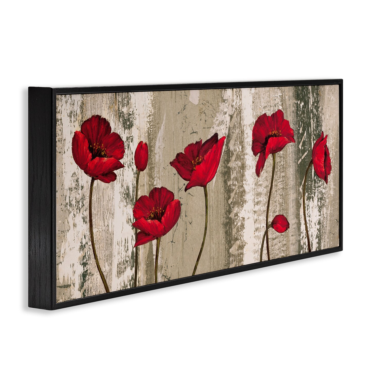 Stupell Industries Red Anemones on Tan Framed Giclee Wall Art Design by Brian Foster