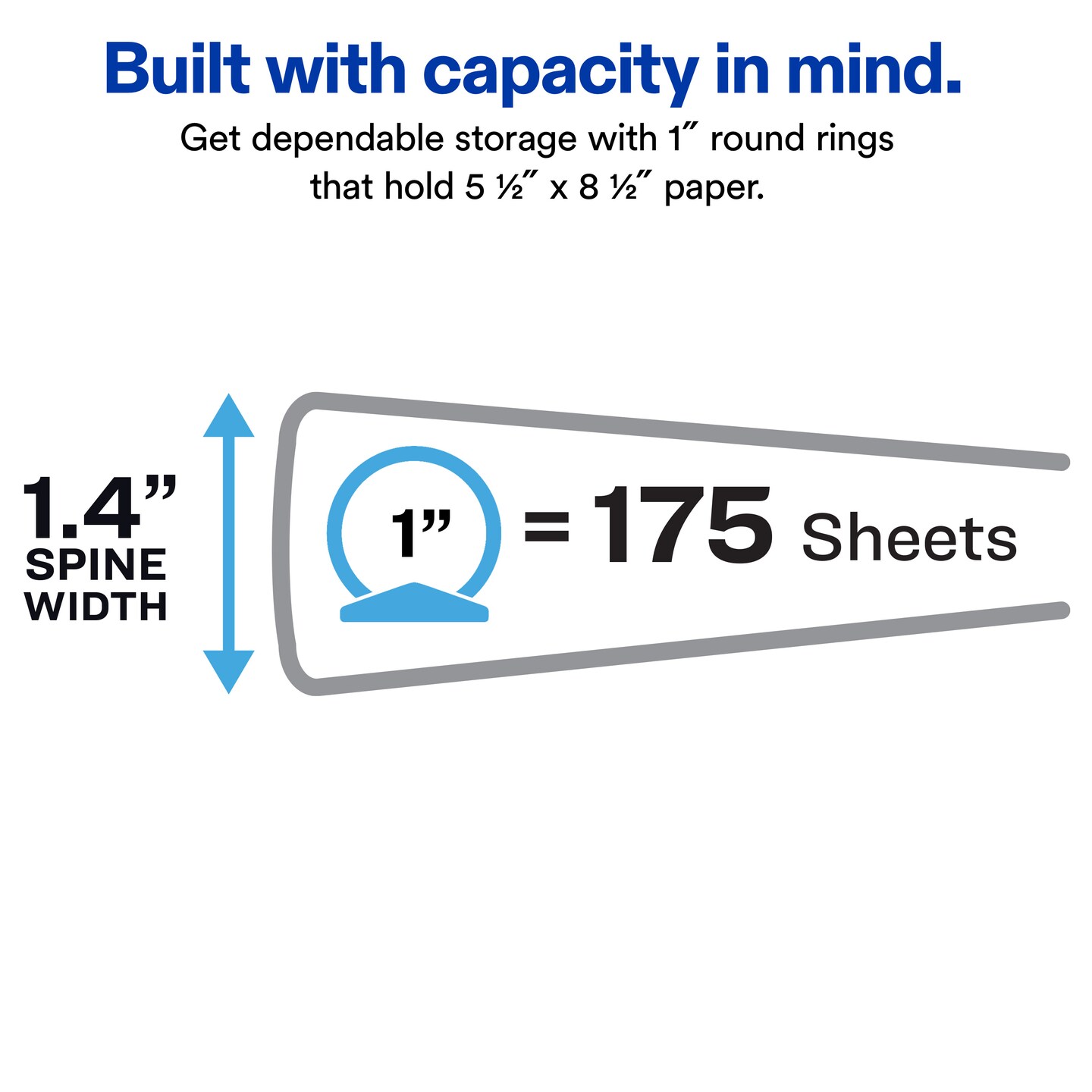 Avery Mini Durable View 3 Ring Binder, Holds 5.5" x 8.5" Paper, 1" Round Rings, 175-Sheet Capacity, 1.4 Inch Wide Spine, 1 Black Binder (17167)