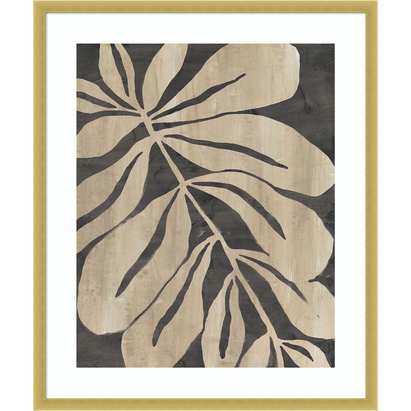 Bold Leaf Fossil I by June Erica Vess Wood Framed Wall Art Print