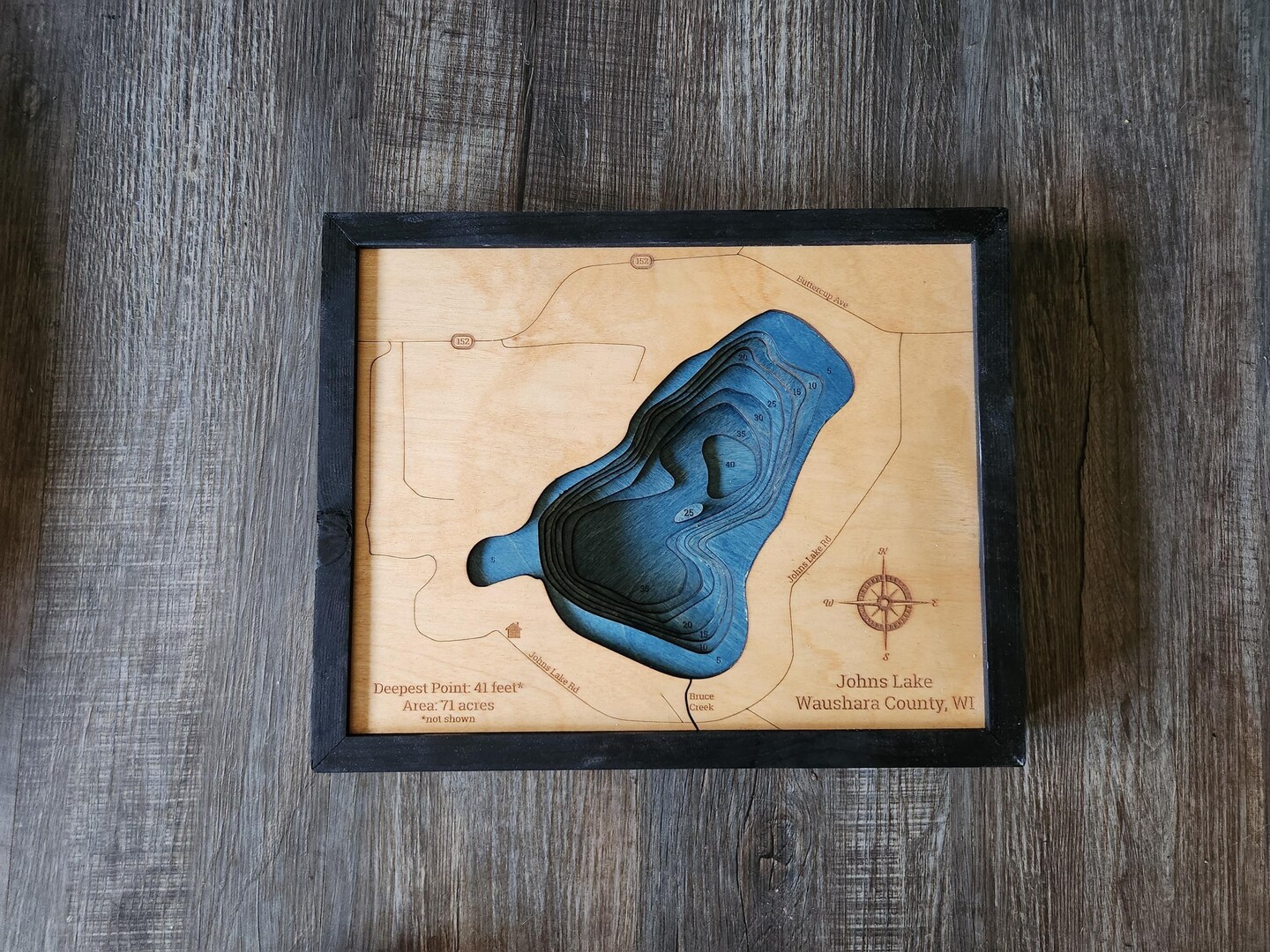 Johns Lake WI 3d Wood Map MakerPlace - 2306043258635333456 