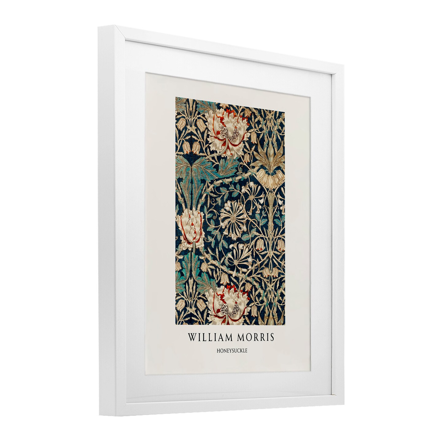 Stupell Industries William Morris Honeysuckle Pattern Black Framed Print Under Glass, design by Vintage Hustle