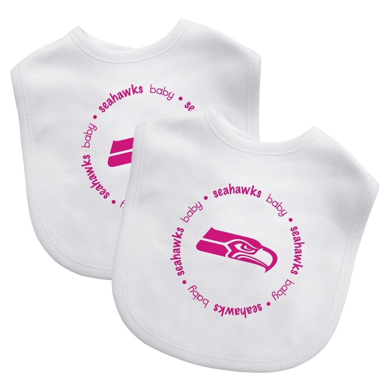 Seattle Seahawks Baby Bibs 2-Pack Pink Cotton Logo Infant Apparel