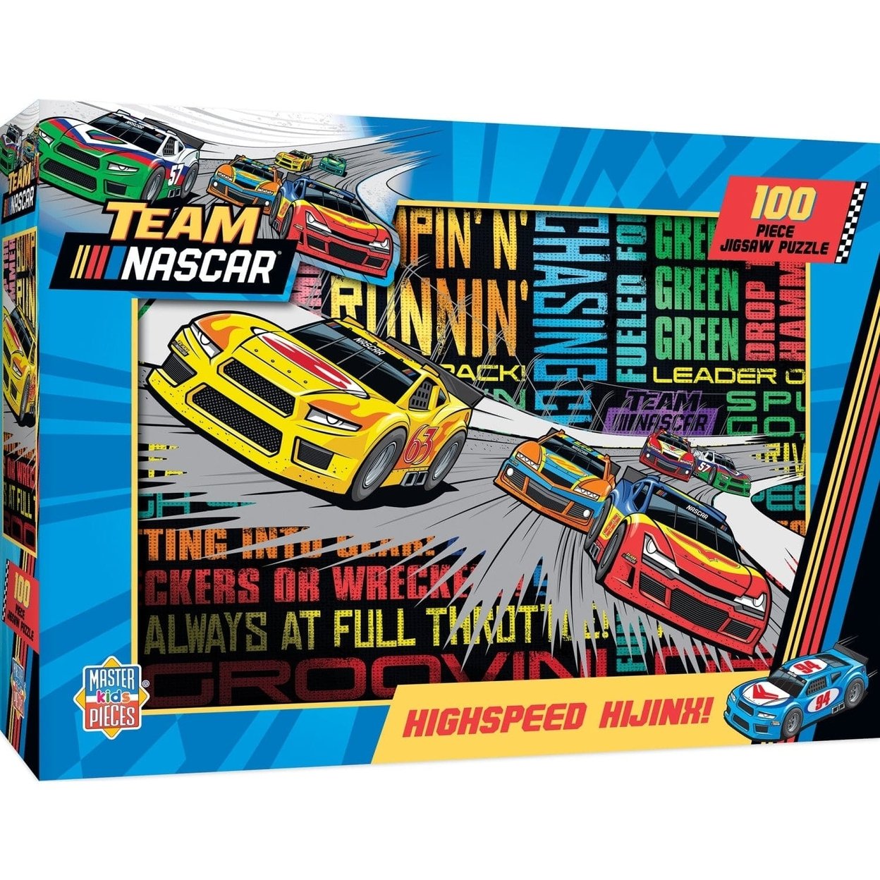 Nascar Highspeed Hijinx 100 Piece Jigsaw Puzzle 19X14 For Ages 6 Plus