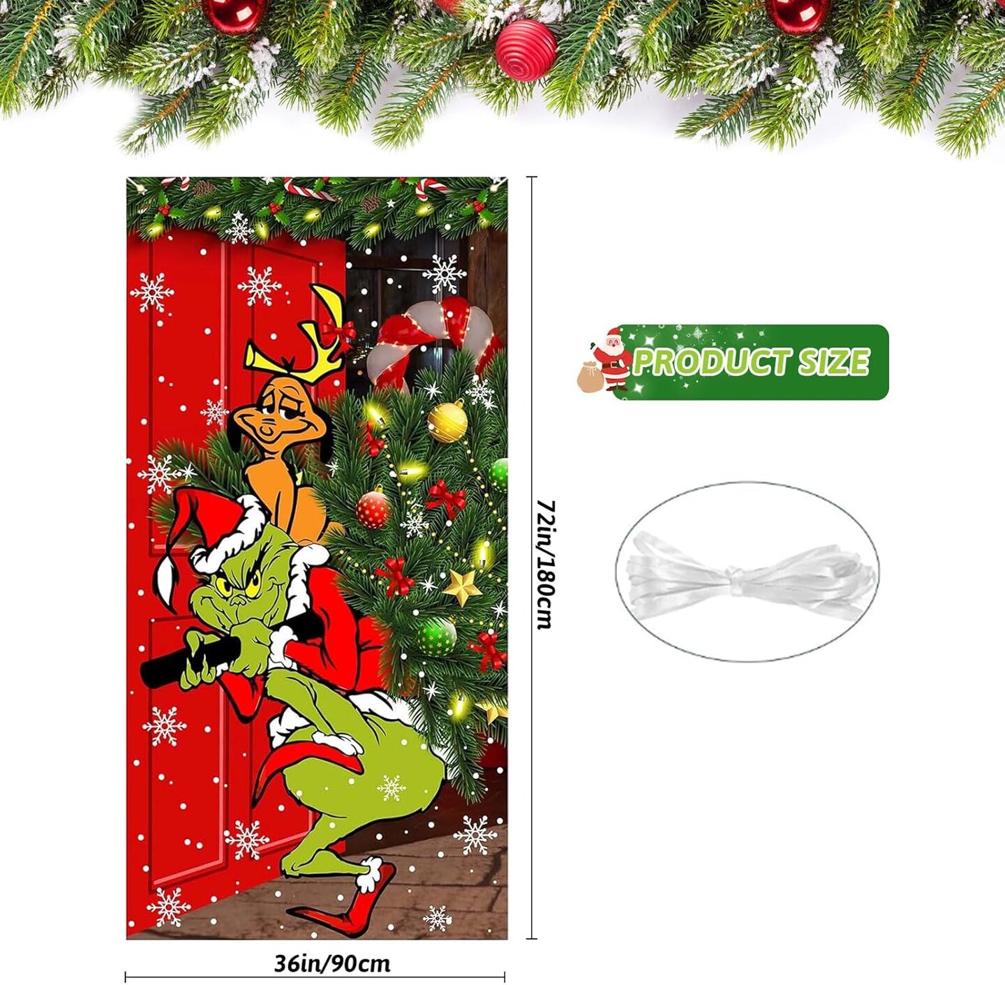 6 x 3 FT Christmas Door Banner Decor Garage Yard Outdoor Holiday Home Party