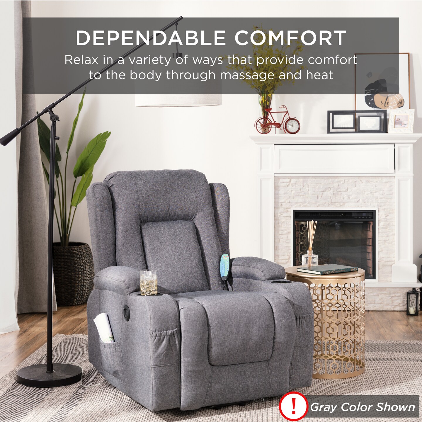 Best Choice Products Electric Power Lift Linen Recliner Massage Chair Furniture w/ USB Port, Heat, Cupholders