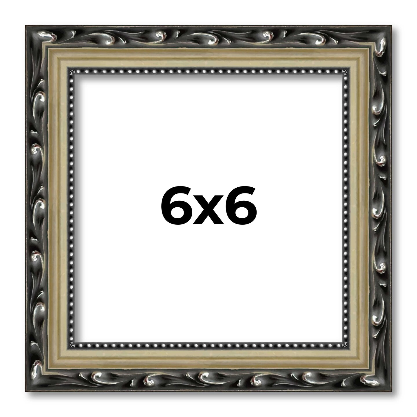 6x6 Silver Wood Picture Frame - UV Acrylic, Foam Board Backing, Hanging Hardware