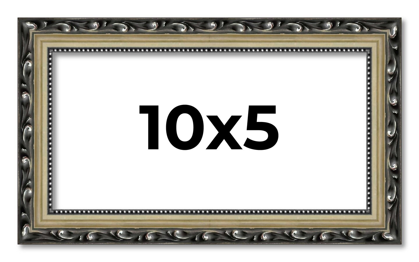 10x5 Solid Wood Antique Picture Frame with UV-Resistant Acrylic &#x26; Acid-Free Backing, Available in 4 Finishes: Bronze, Gold, Silver, and Gold with Black