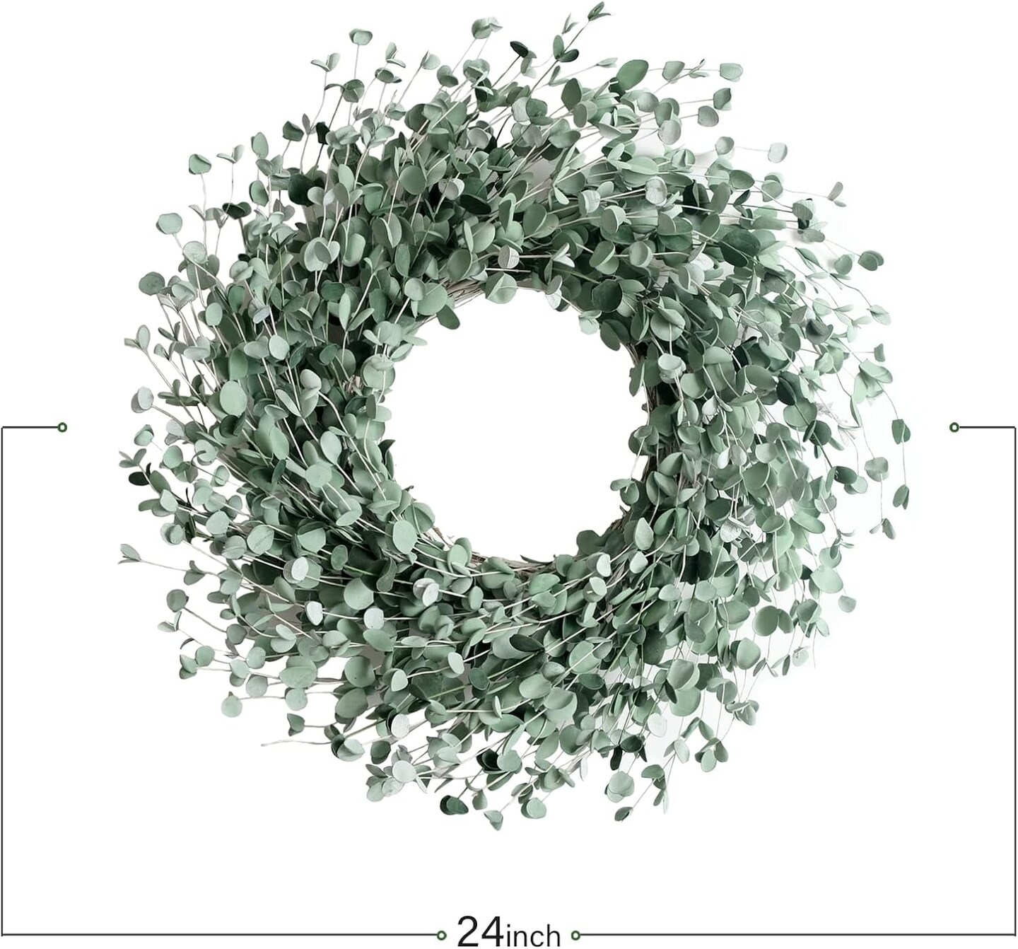 24 Inch Everyday Greenery Boxwood Wreath for Front Door, Soft Touch Green Mini Leaves Wreath for Indoor and Outdoor, Romantic Green Wreath for Wedding Decor