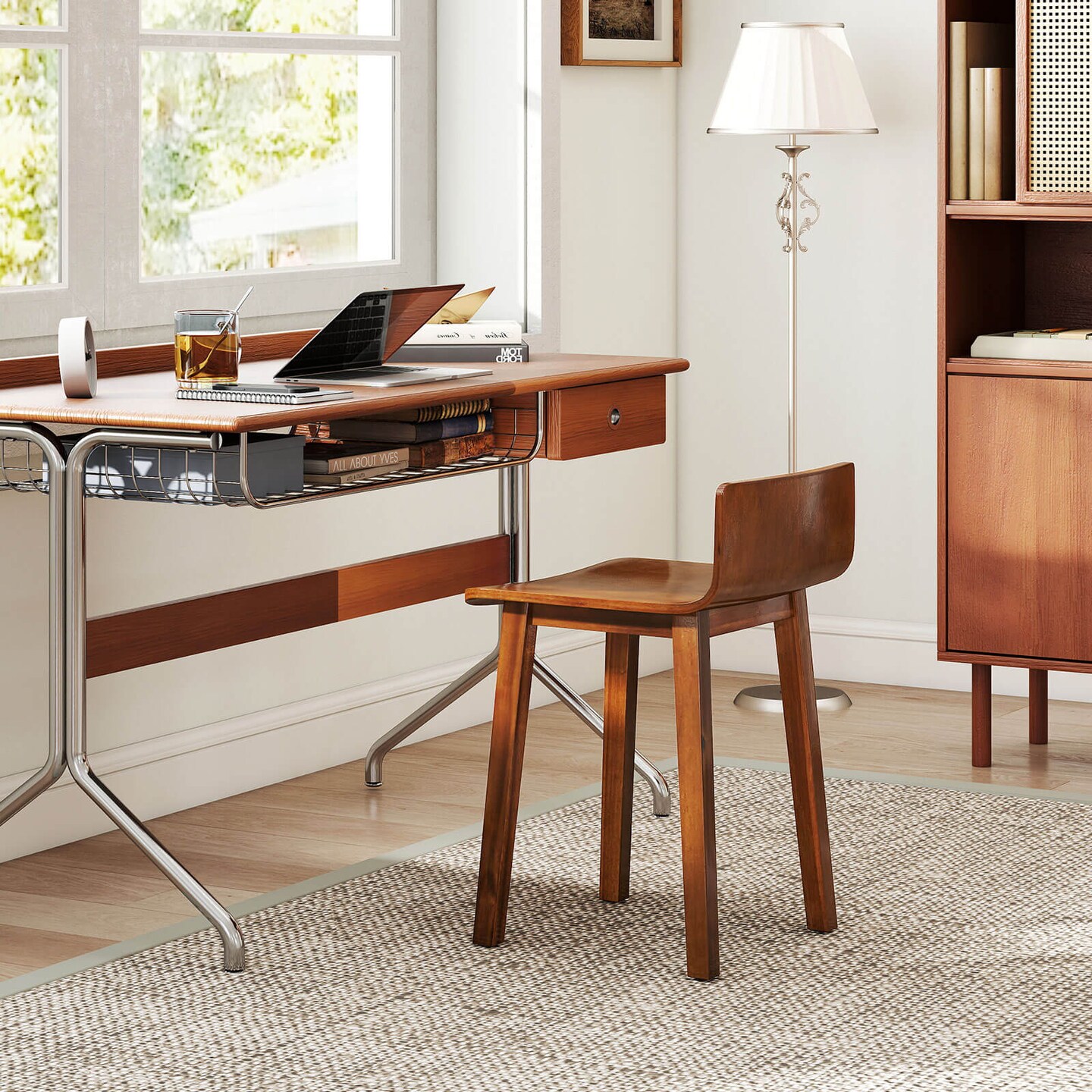 Costway Dining Chairs Set of 2/4 with Acacia Wood Legs Curved Seat & Low Back for Home