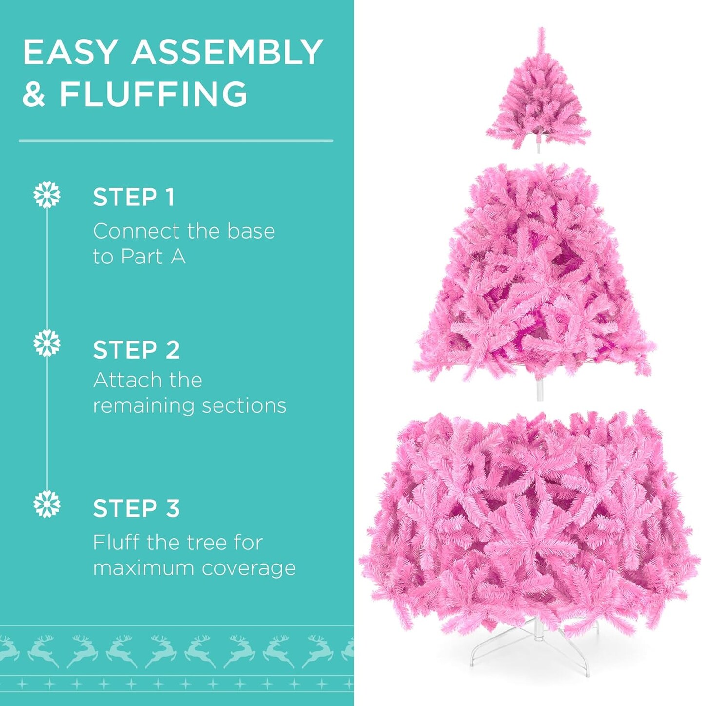 Artificial Christmas Tree Hinged Pine with 250 Lights, 1,000 Tips &#x26; Foldable Base Pre-Lit Outdoor Holiday Decor
