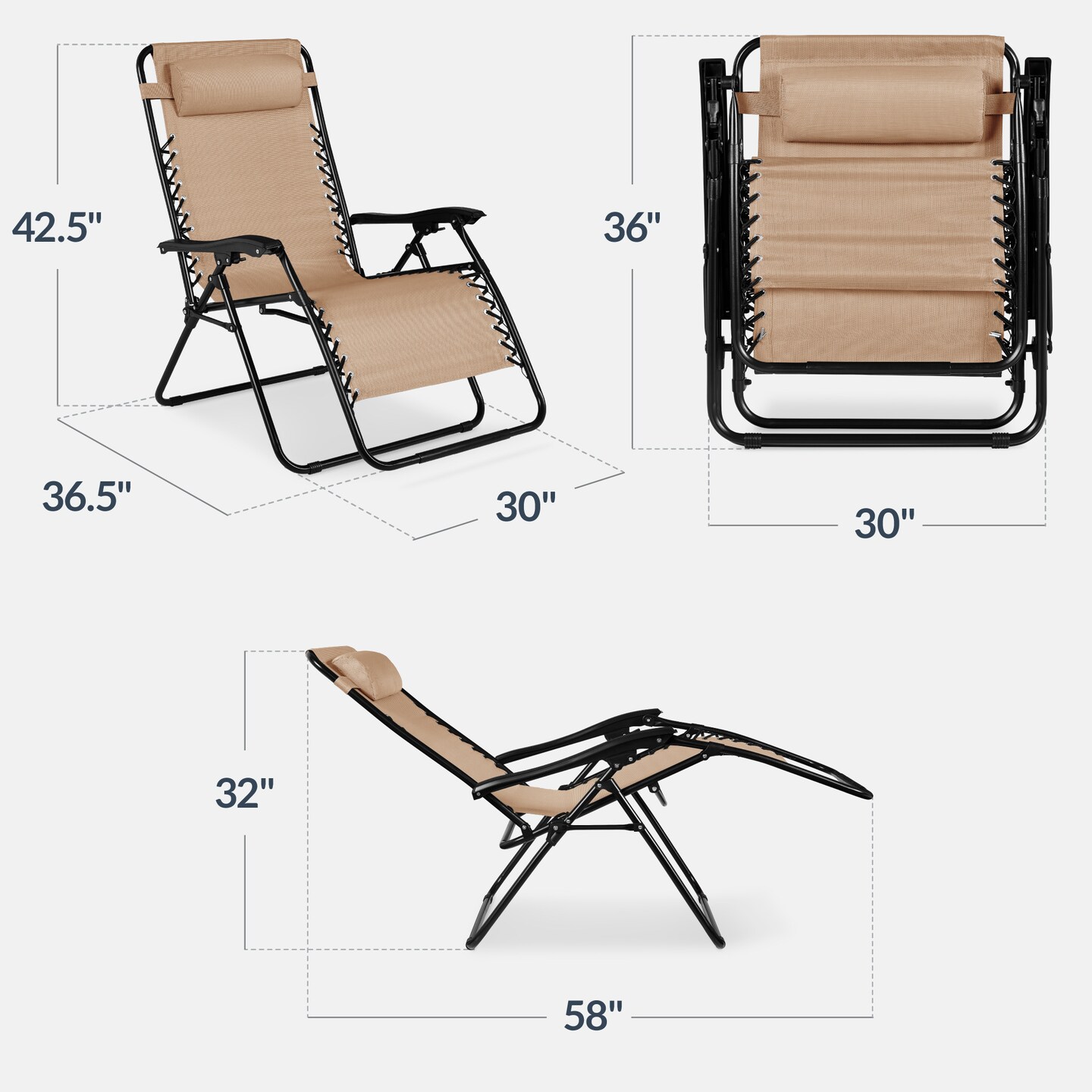 Best Choice Products Set of 2 Extra Wide Zero Gravity Lounge Chair Recliners w/ Cup Holder