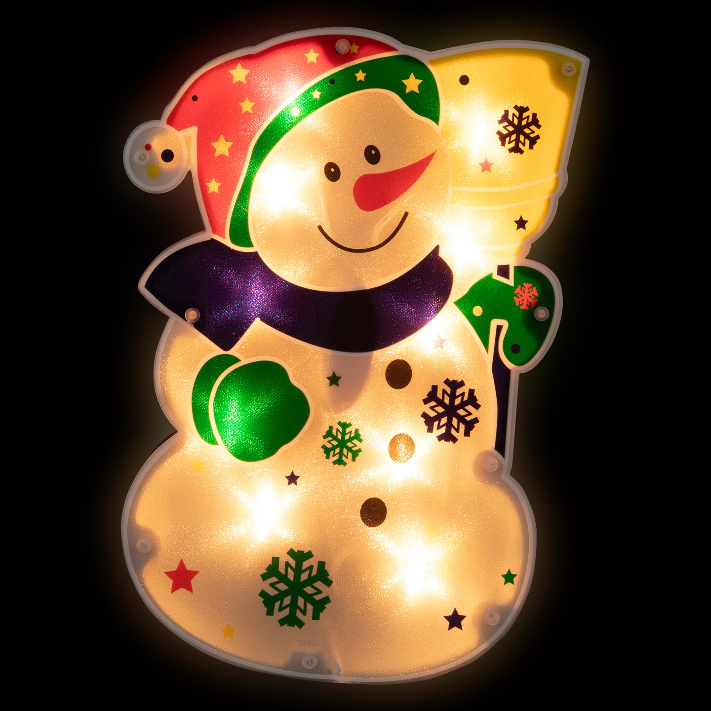 Northlight Lighted Snowflake Snowman Christmas Window Silhouette - 12.5&#x22; - Clear Lights