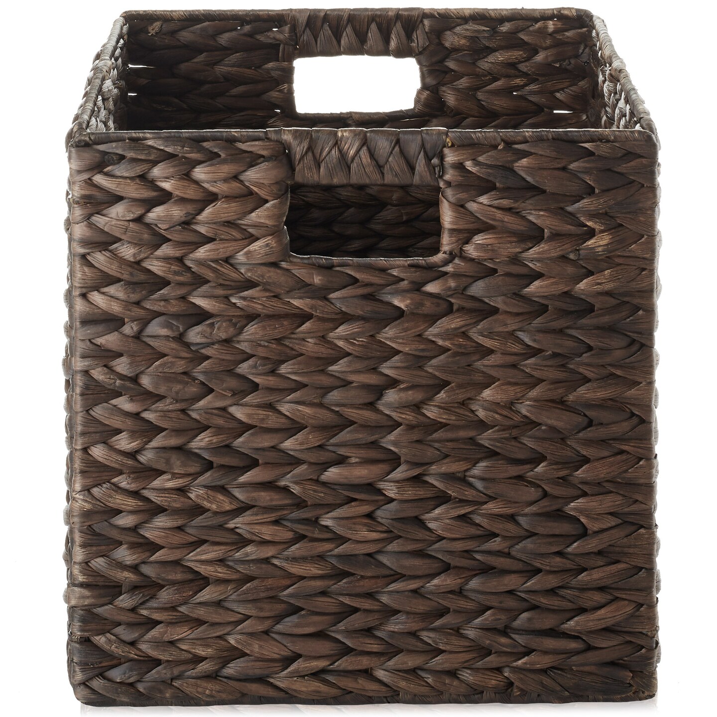 Casafield 13" x 13" Water Hyacinth Storage Baskets Collapsible Cube Organizers, Woven Bins for Bathroom, Bedroom, Laundry, Pantry, Shelves