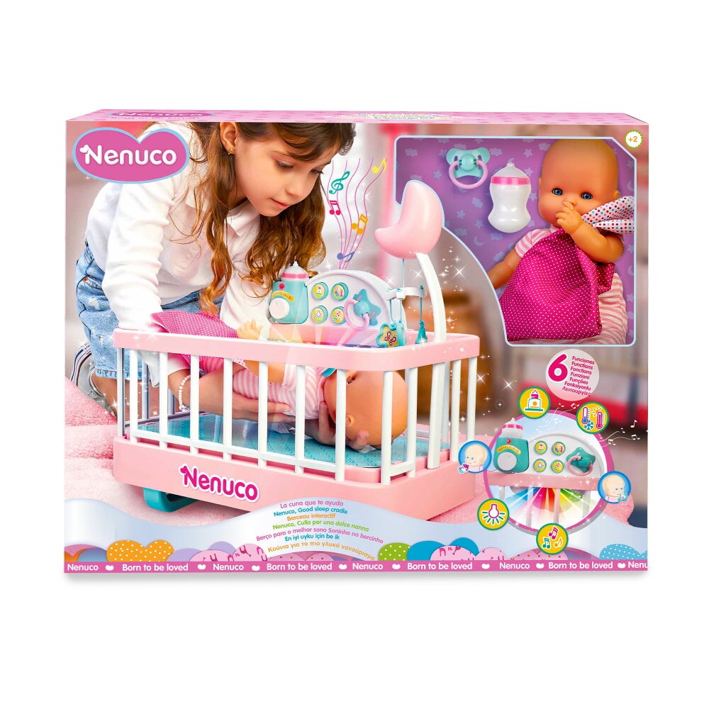 Nenuco Good Sleep Cradle with Baby Doll, Crib, and Accessories, 14&#x22; Doll