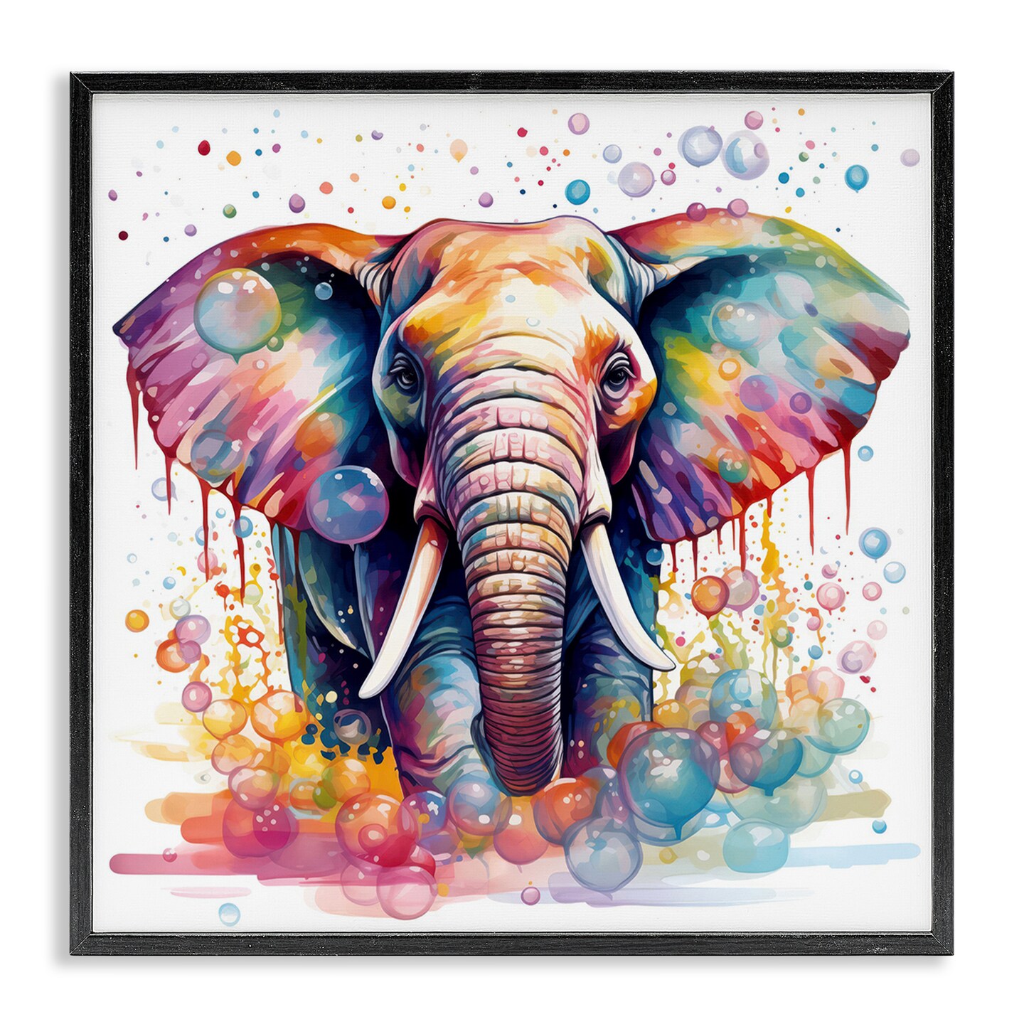Stupell Industries Bubble Pattern Elephant Framed Giclee Wall Art Design by Mary Cunningham