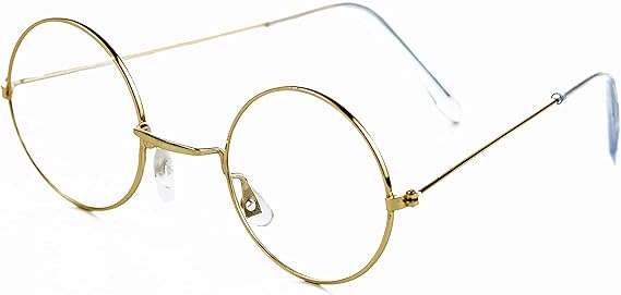 4E&#x27;s Novelty Gold Round Fake Costume Glasses, Old Man Glasses, Grany Glasses, 100th Day of School Costume Dress Up Old Lady Glasses Accessories for Kids Girls &#x26; Boys