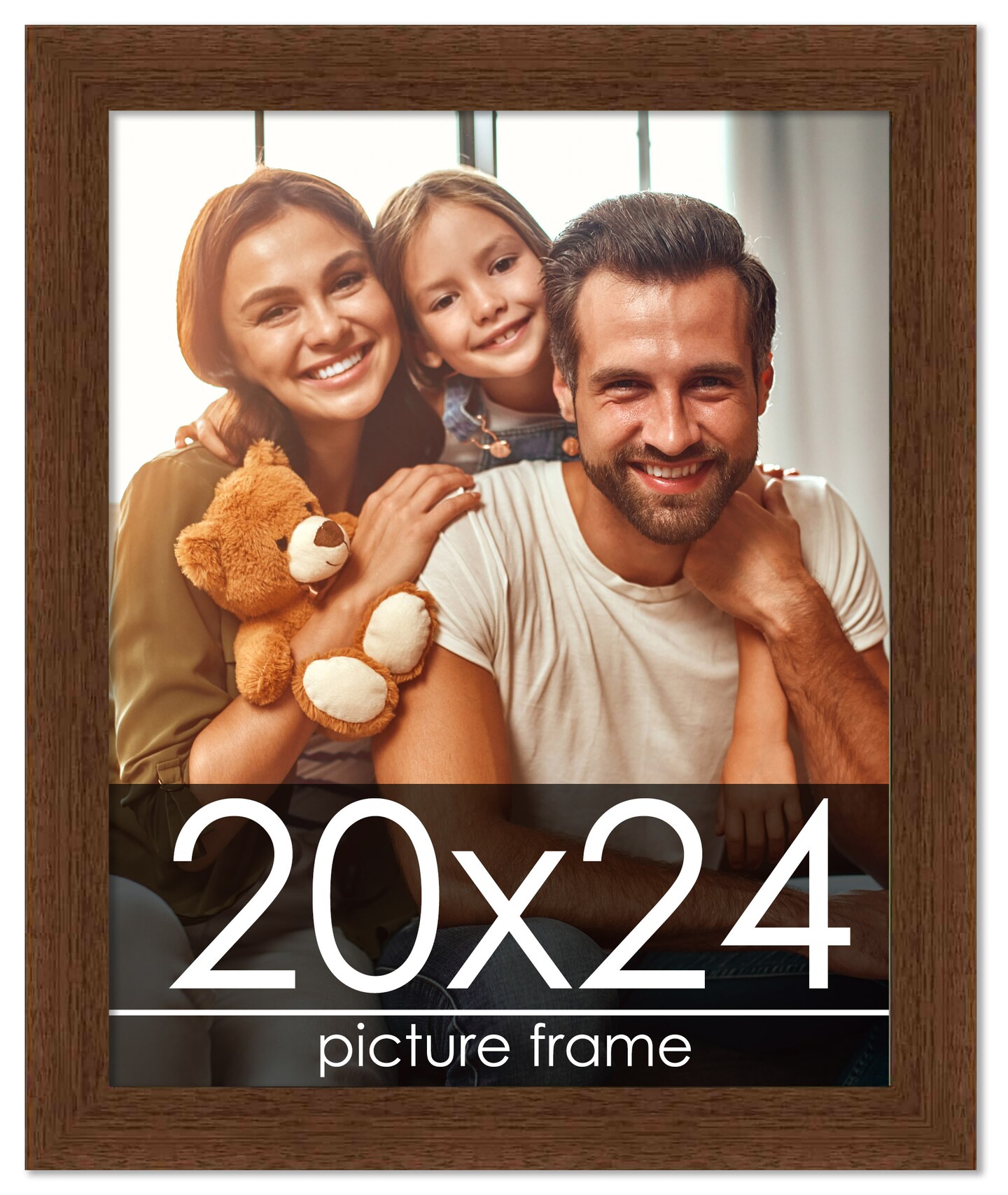 Simple Brown Picture Frame - UV Acrylic, Foam Board Backing, Hanging Hardware