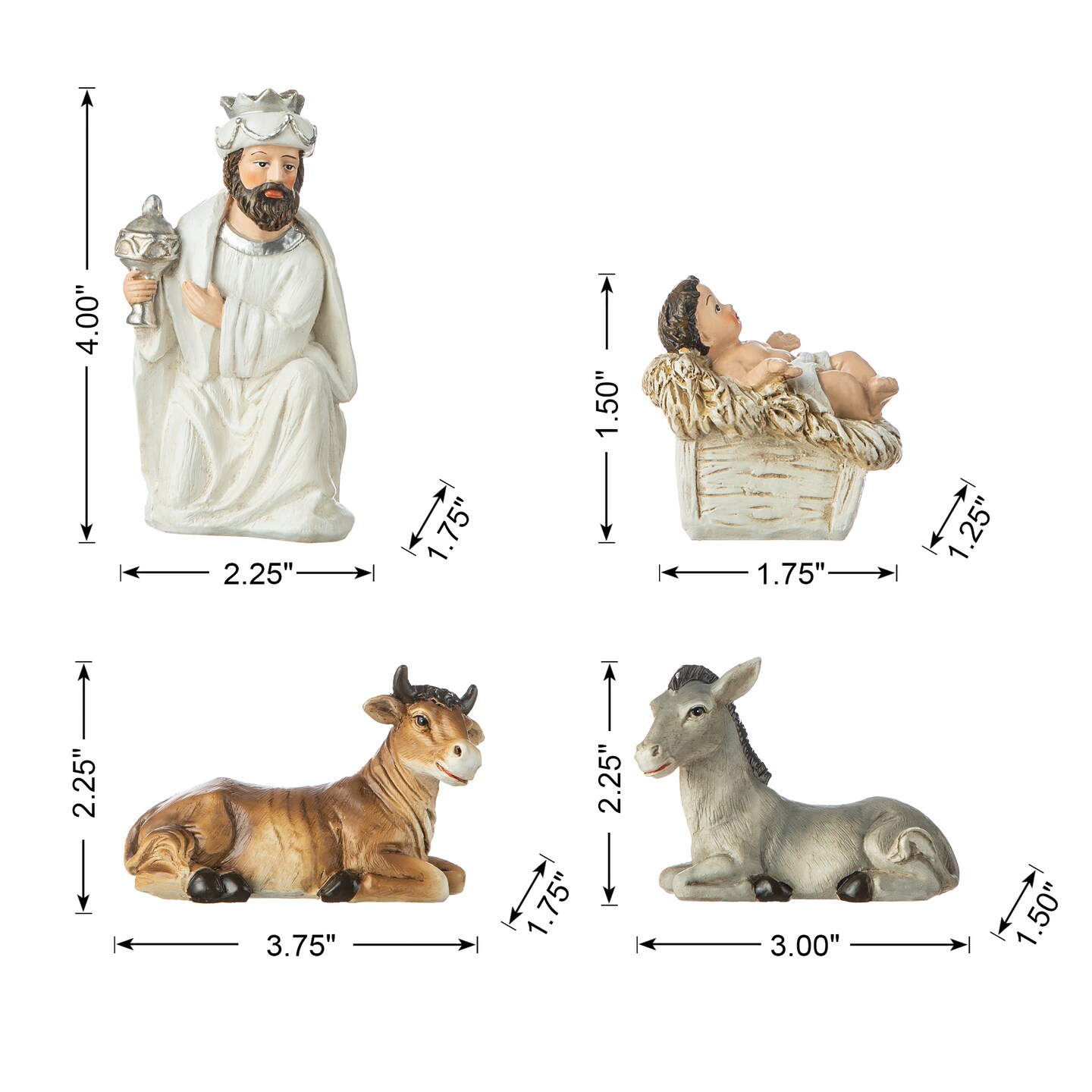Set of 2 11pcs Ivory Resin Nativity Figurine Set