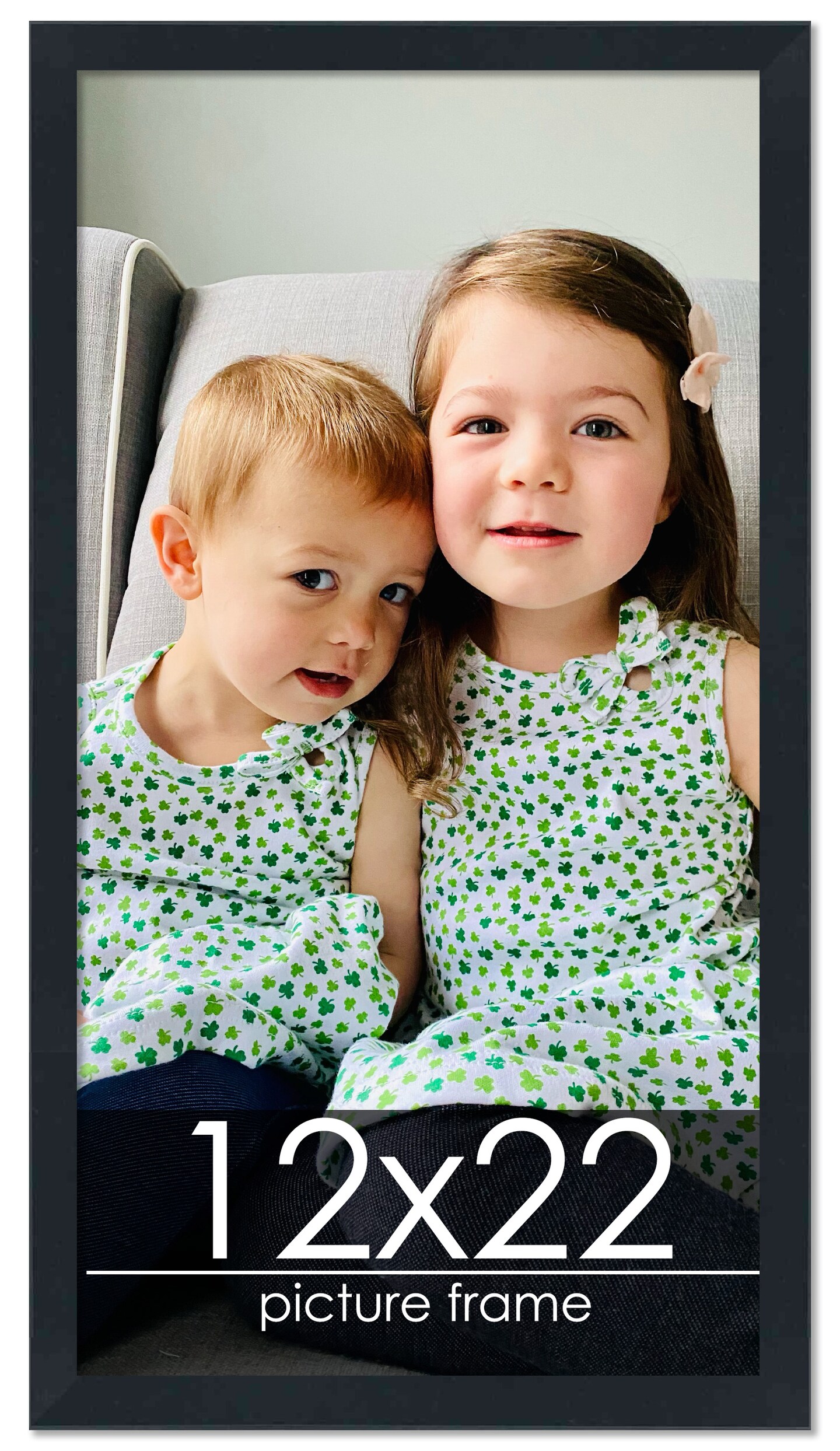 12x22 Slim Profile Black Picture Frame - UV Acrylic, Foam Board Backing, Hanging Hardware