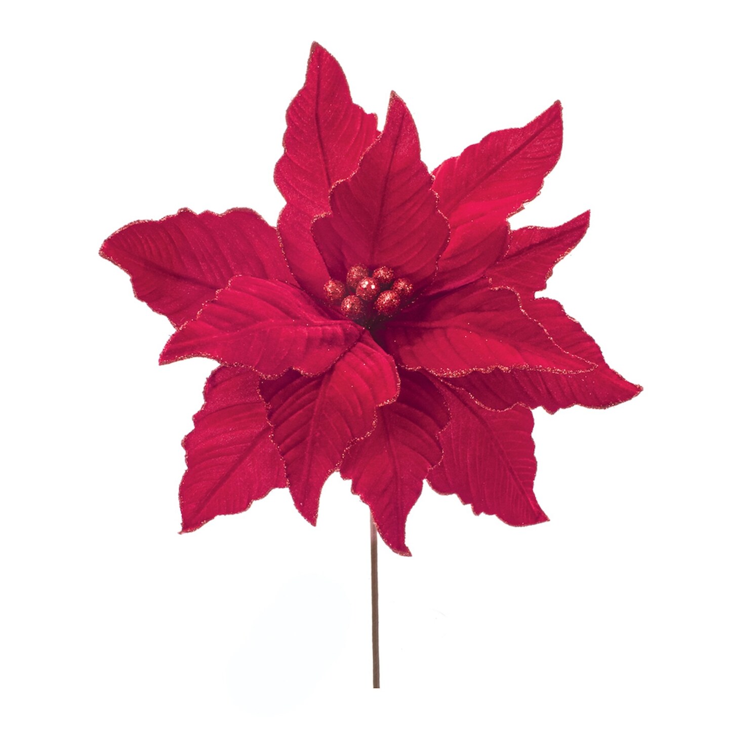 Melrose Poinsettia Floral Artificial Christmas Stems - 24&#x22; - Set of 2