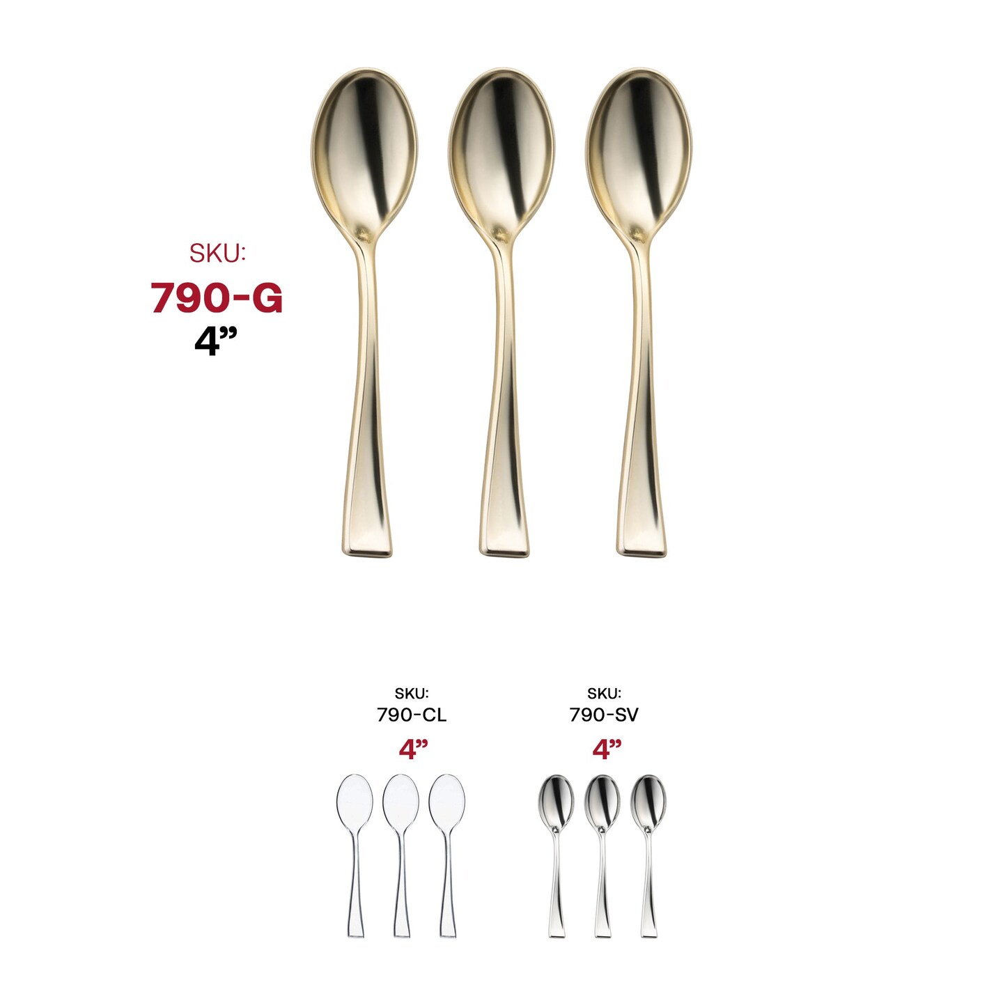 Shiny Metallic Gold Mini Plastic Disposable Tasting Spoons (600 Spoons)