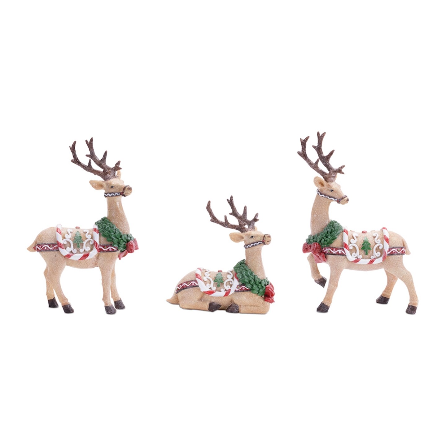 Melrose Glittered Deer Christmas Figurines - 11.75" - Brown - Set of 3