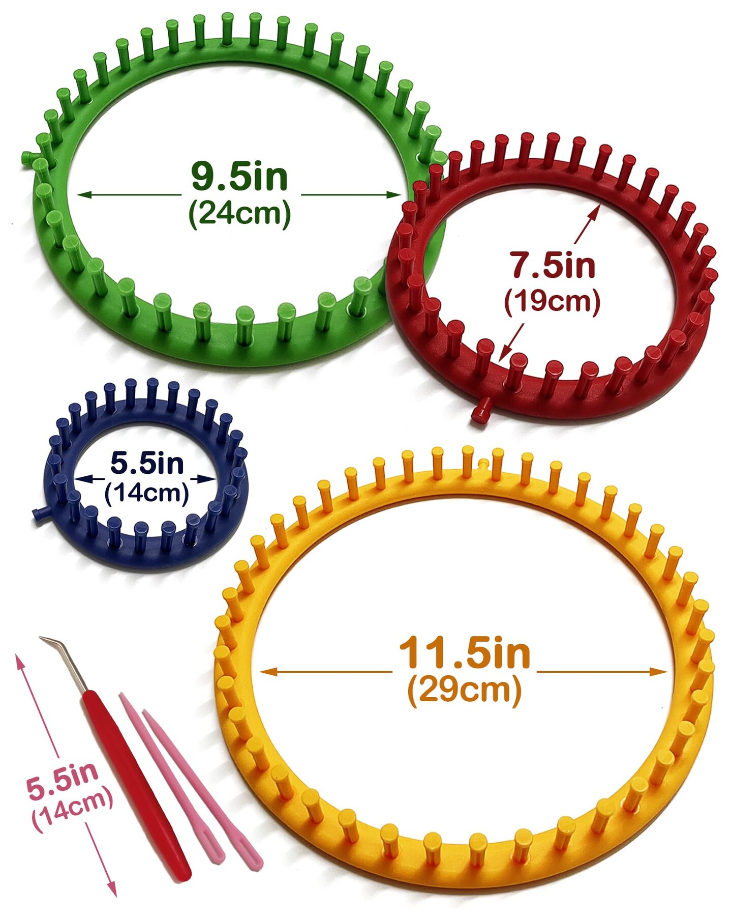 UCDRMA Loom Knitting Kit with Yarn, 23PCS Round Knitting Loom Kit for Beginners Including Instructions and Pom Pom Maker, Easy & Quick Hat Knitting Loom Set/Scarf Loom Knitting Set for Family