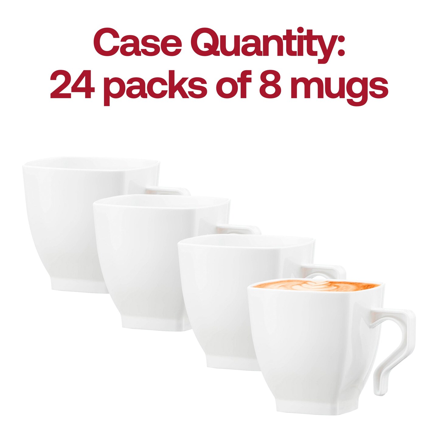 White Square Plastic Coffee Mugs - 8 oz. (192 Mugs)